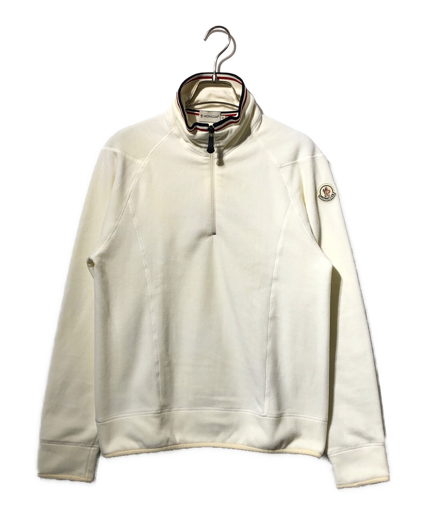 【高級感】MONCLER パイル地 パーカー 白×ゴールド 中古・古着通販】MONCLER (モンクレール) ハーフジップフリース