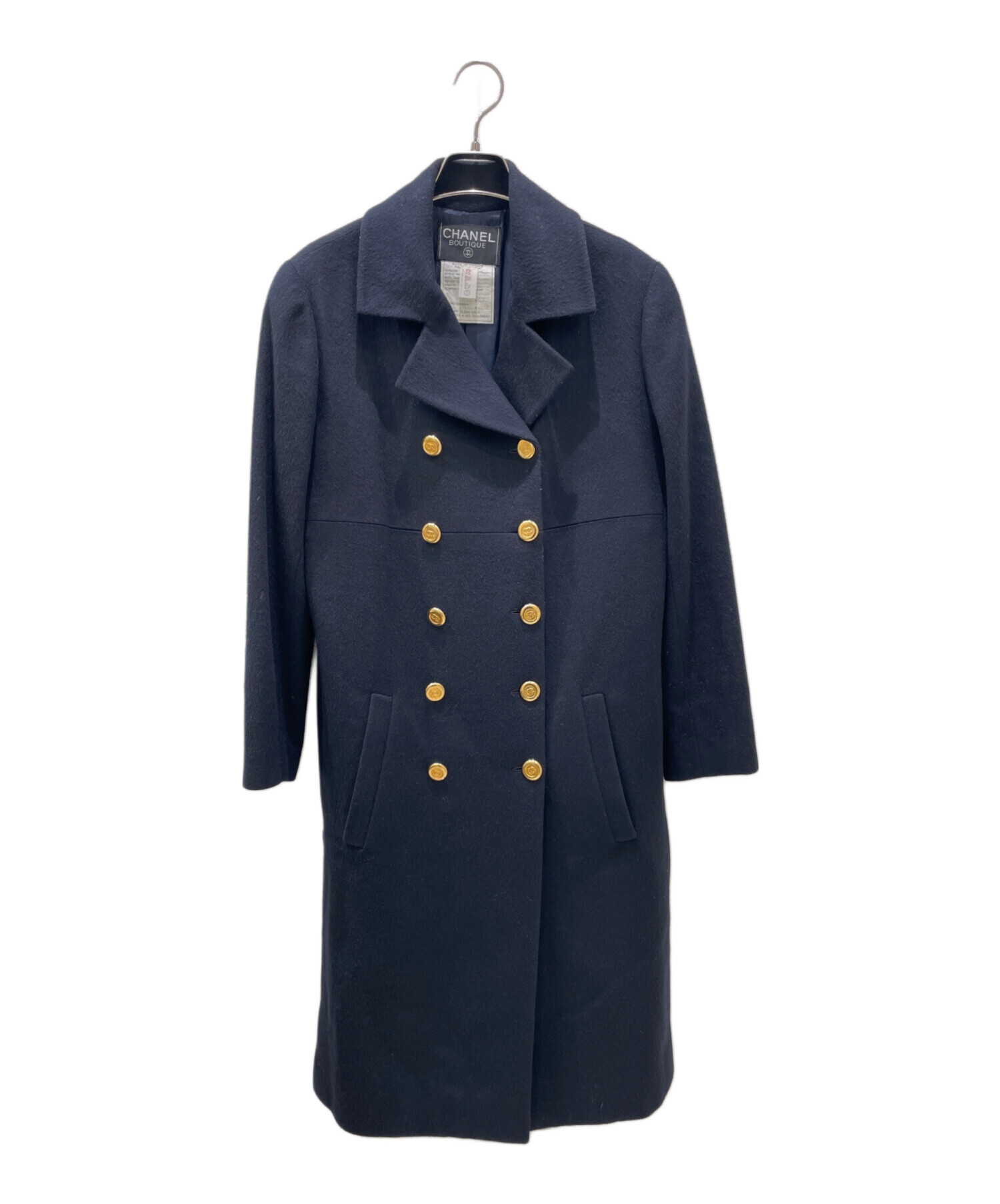 ジャスミンさま専用　シャネル　ロングコート　ネイビー　ココマーク　ココボタン 中古・古着通販】CHANEL (シャネル) ココマーク釦ロングコート
