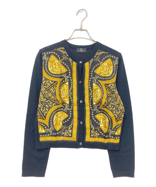 中古・古着通販】ETRO (エトロ) シルク切替カーディガン ブラック