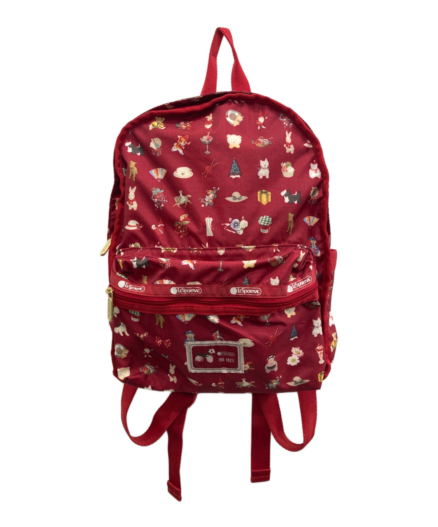 レスポートサック ピンクハウス 赤 バックパック リュック 多機能 中古・古着通販】LeSportsac (レスポートサック) PINK HOUSE (ピンク