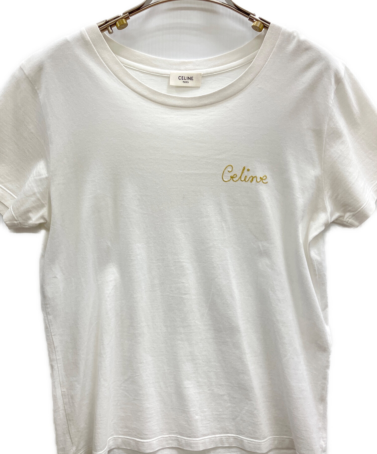 セリーヌ　刺繍ロゴ　Tシャツ 中古・古着通販】CELINE (セリーヌ) ロゴエンブロイダリ刺繍ーTシャツ