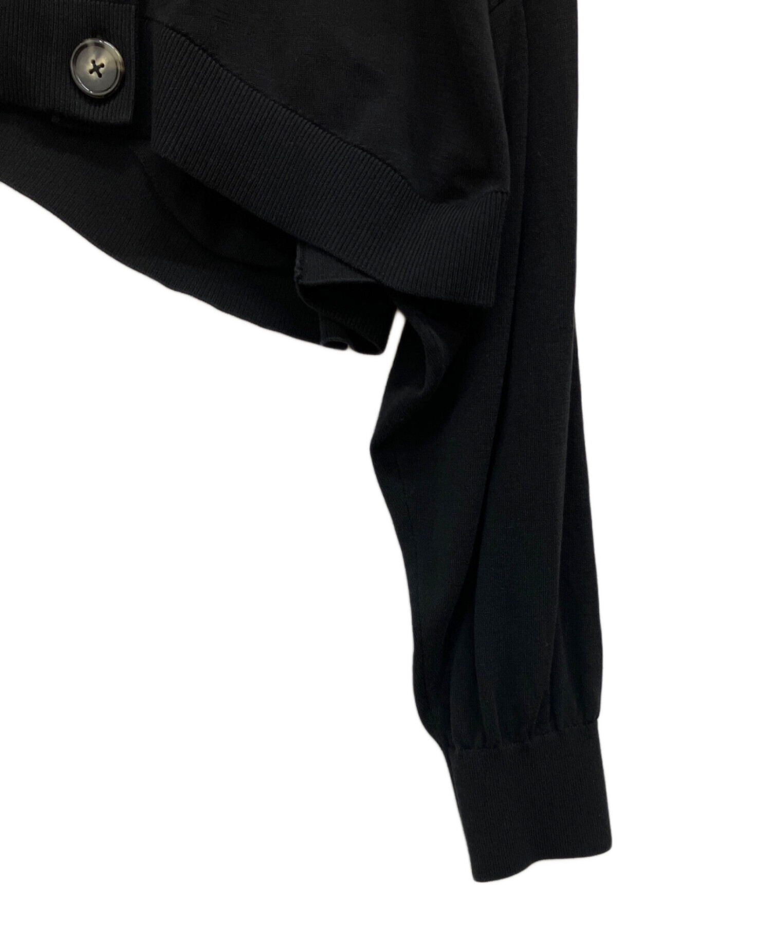 2025 ENFOLD エンフォルド MICRO-MINI CARDIGAN 黒 中古・古着通販】ENFOLD (エンフォルド) MICRO-MINI CARDIGAN ブラック