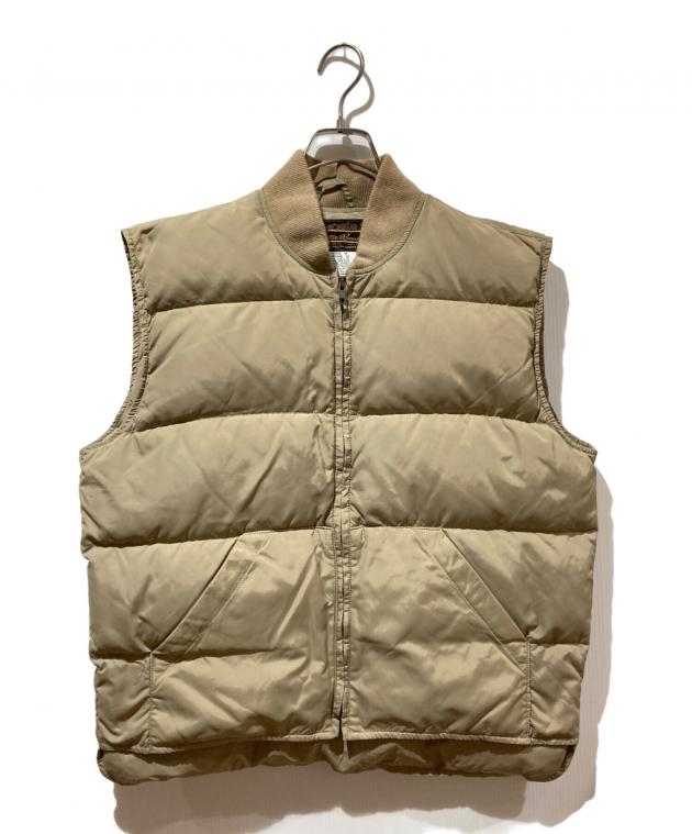 【希少】80s エディーバウアー グースダウンベスト ナイロン ベージュ L 名品！70s80s エディーバウアー グースダウン ベスト ベージュ L