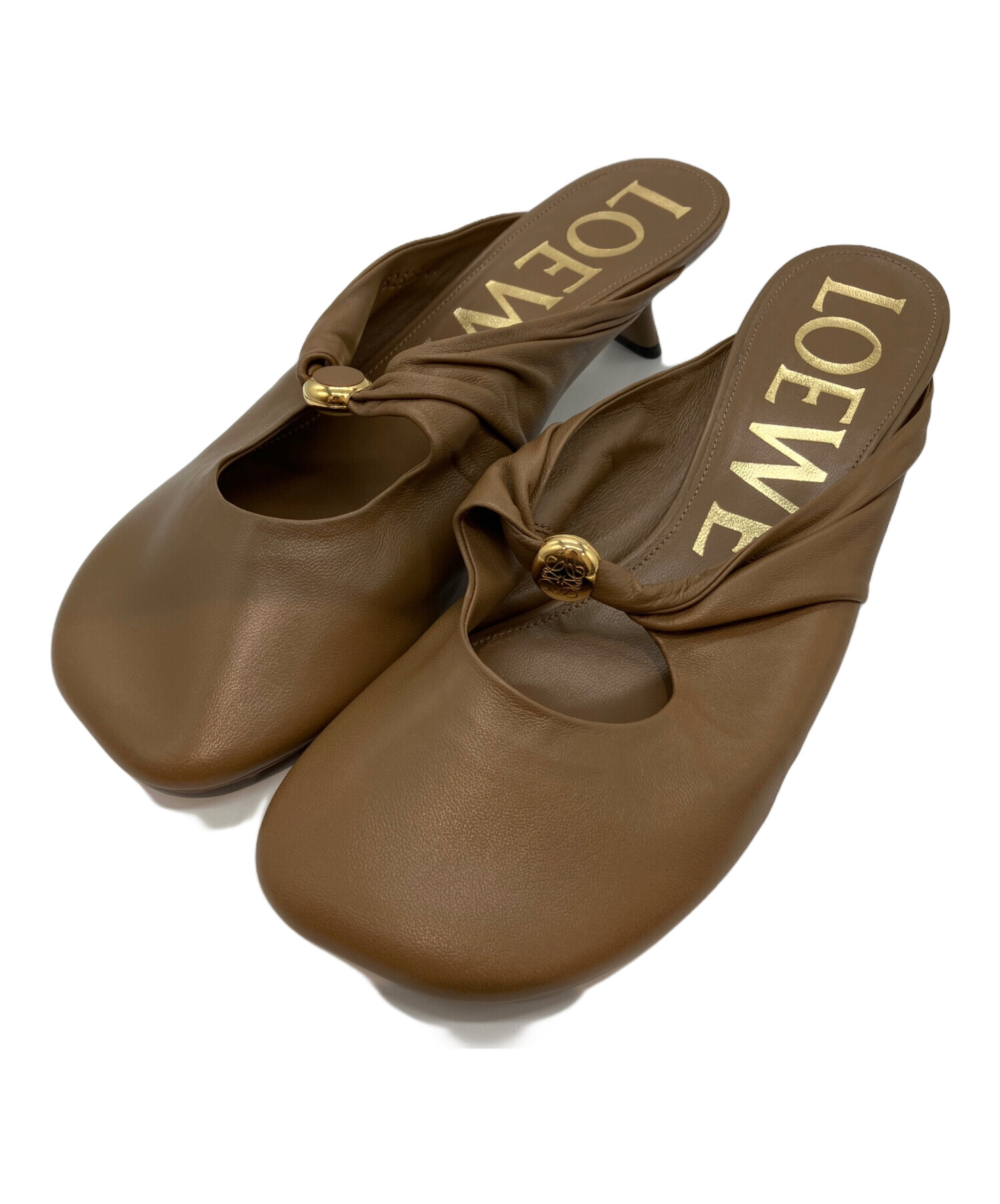 中古・古着通販】LOEWE (ロエベ) ペブル ソフト ミュール ブラウン