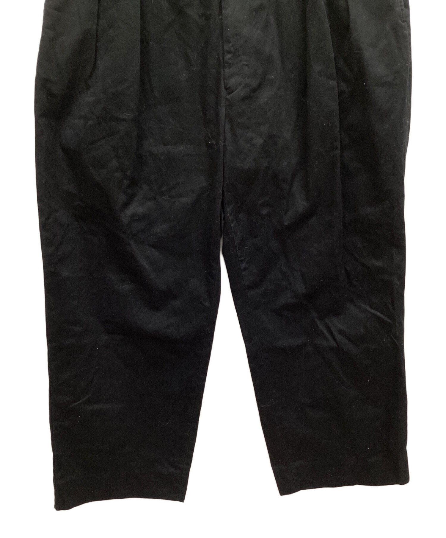 NEAT ニート コットンツータックワイドパンツ ボタンフライ ブラック 44 NEAT｜COTTON SATIN │WIDE - BLACK｜PRODUCT｜Continuer Inc.｜メガネ