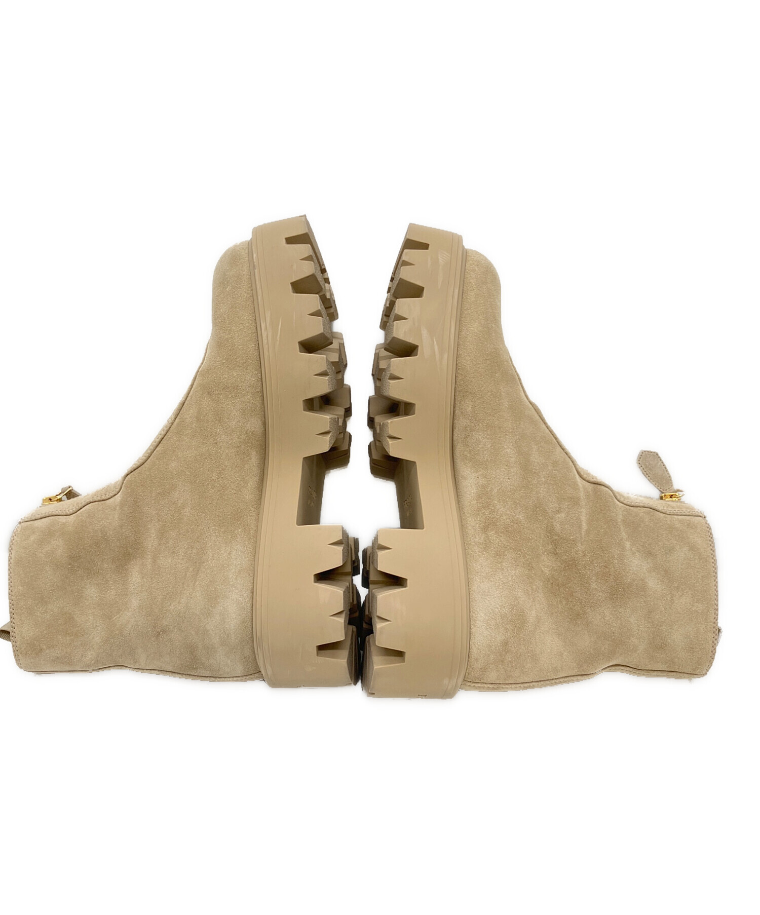 PRADA スエード スカート 中古・古着通販】PRADA (プラダ) スエード ジップブーティー サンド