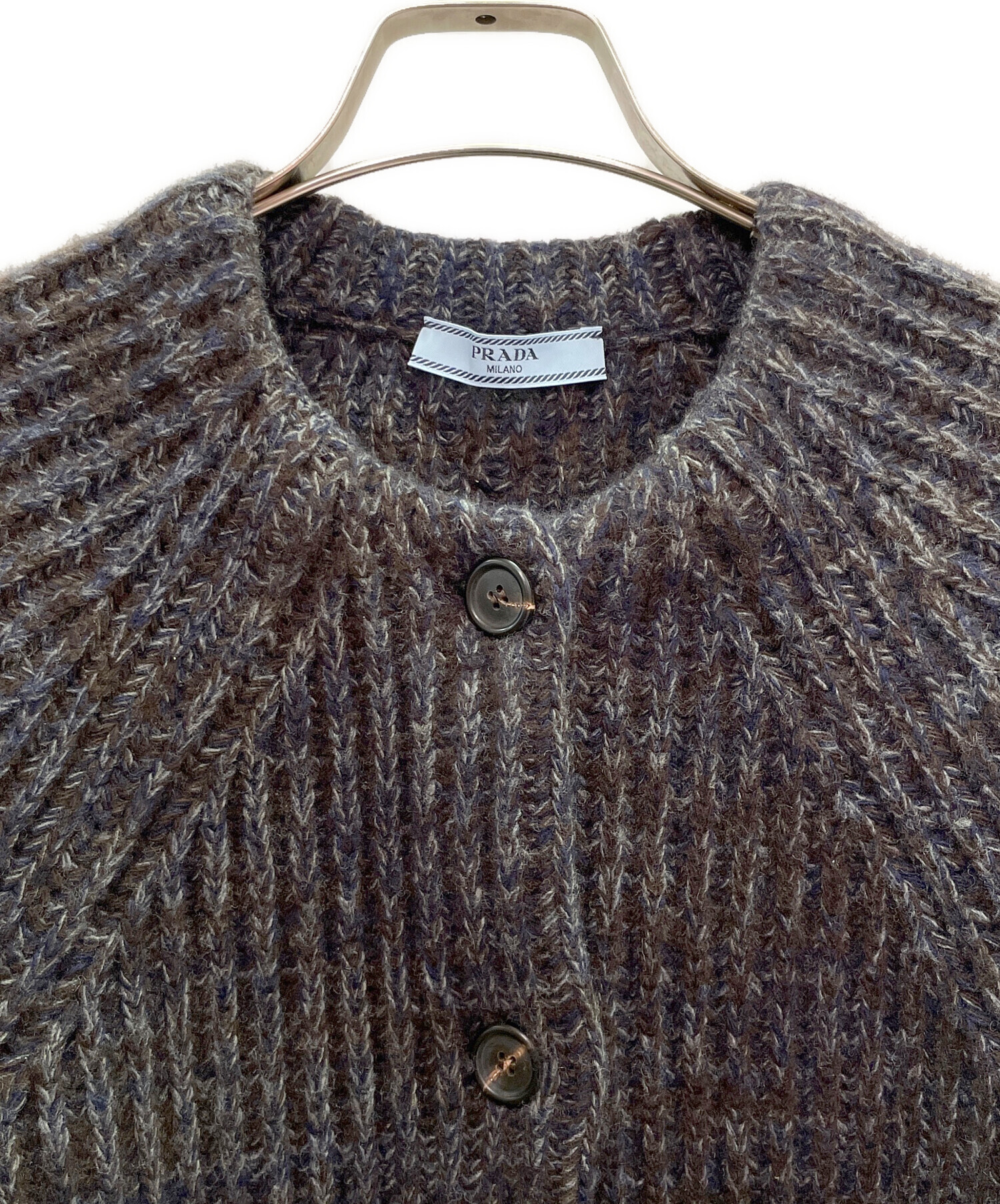 プラダカーディガン 中古・古着通販】PRADA (プラダ) 杢糸ウールブレンド カーディガン