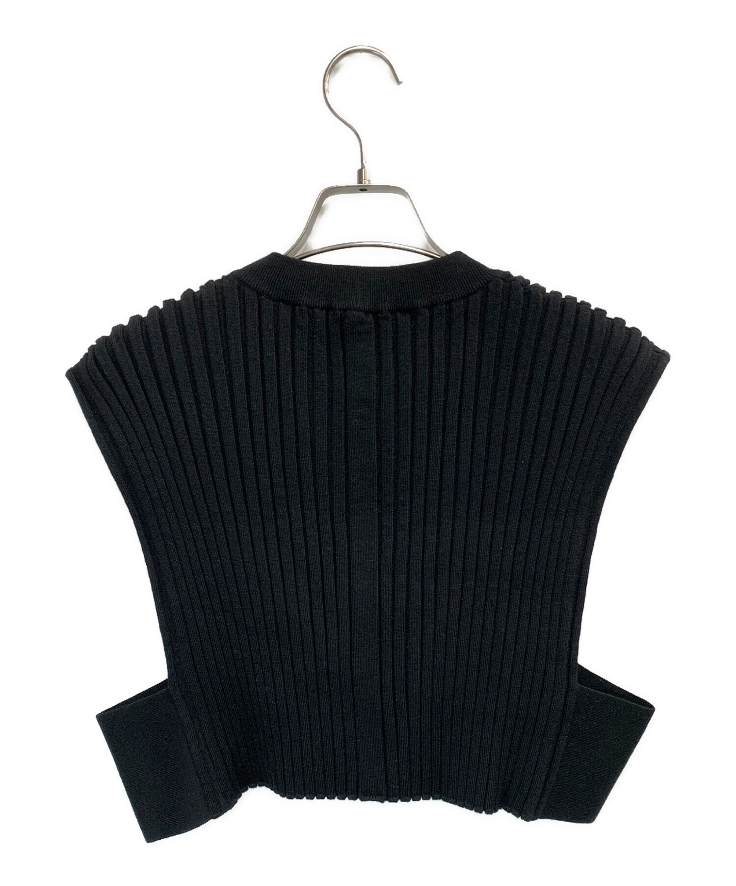 中古・古着通販】HYKE (ハイク) WIDE RIBBED CROPPED VEST ブラック