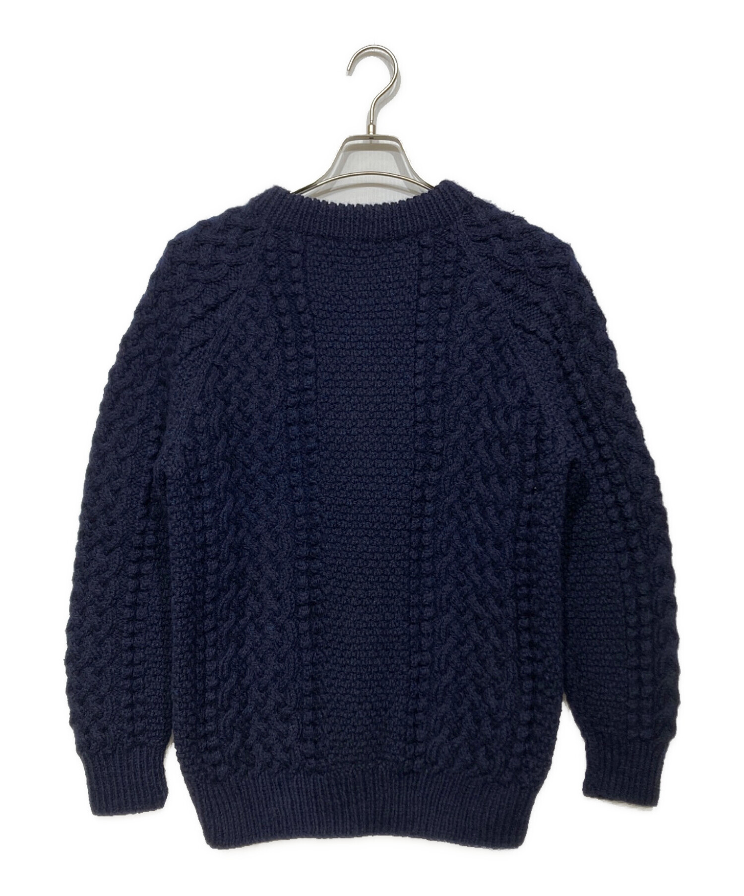 Inverallan ネイビー ケーブル編み カーディガン　茶タグ インバーアラン 茶タグケーブルニットカーディガン ネイビー