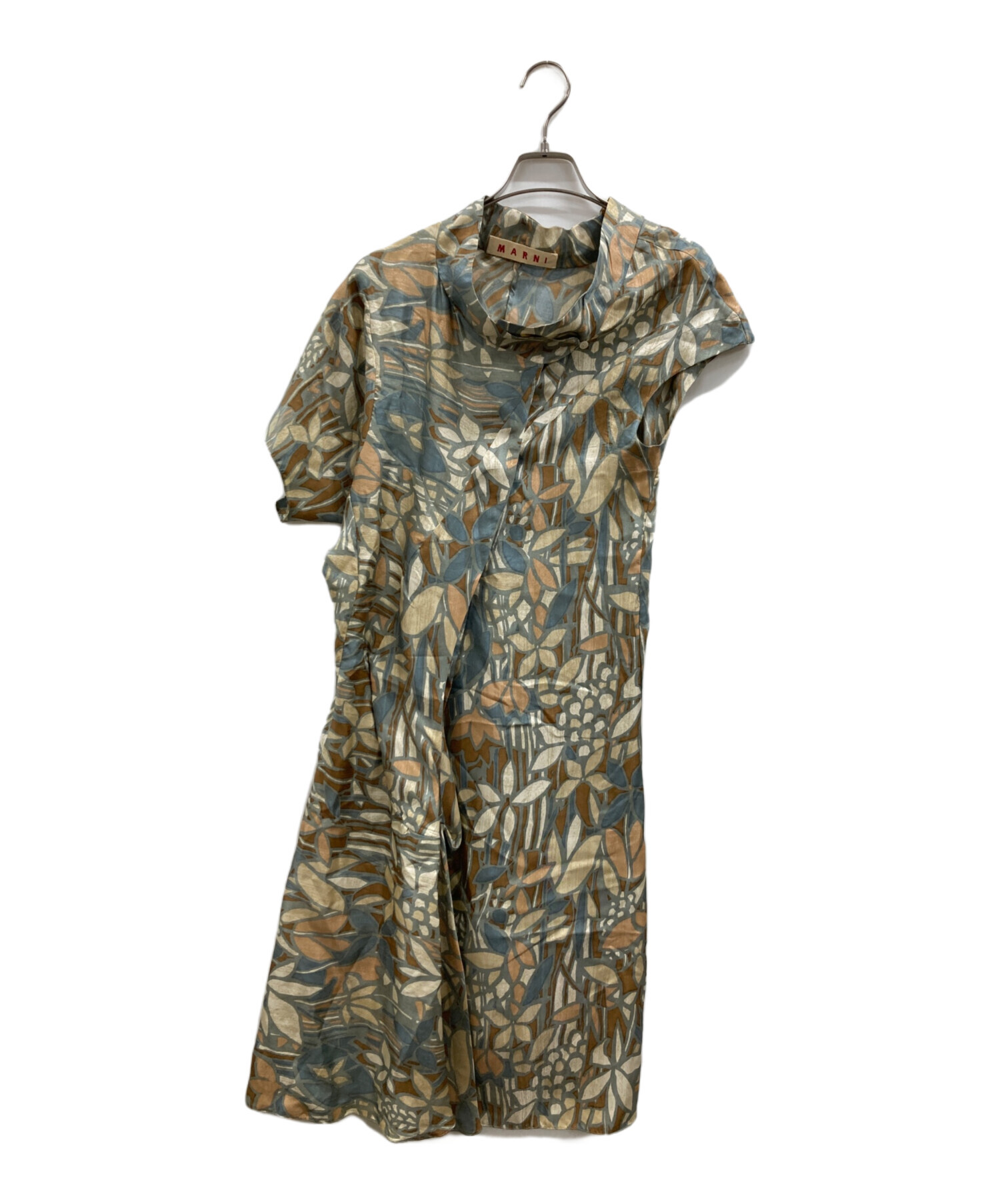 MARNI シルク100%ドレス 40サイズ 中古・古着通販】MARNI (マルニ) シルク変形ワンピース グリーン