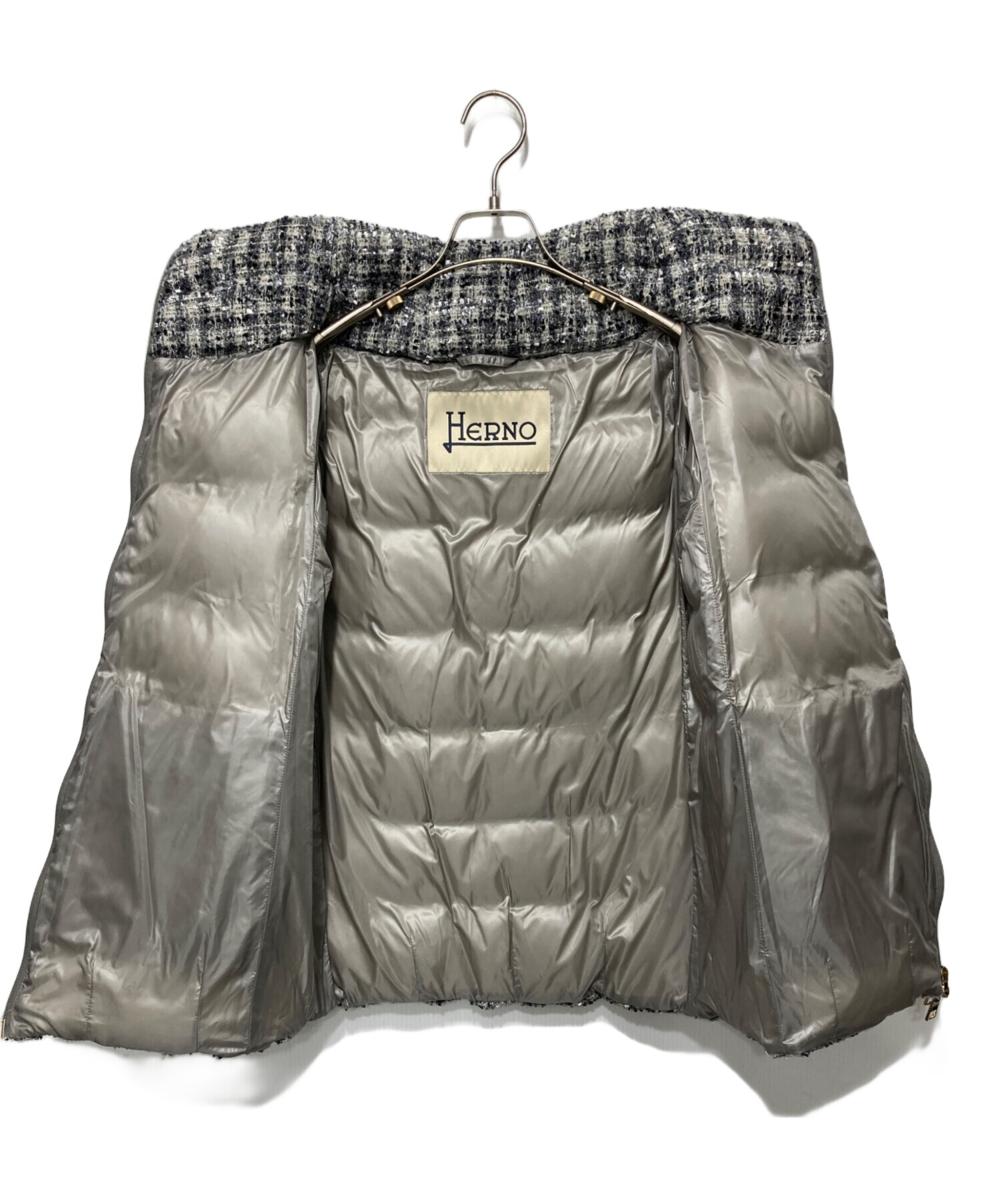 中古・古着通販】HERNO (ヘルノ) ツイードショートダウン グレー