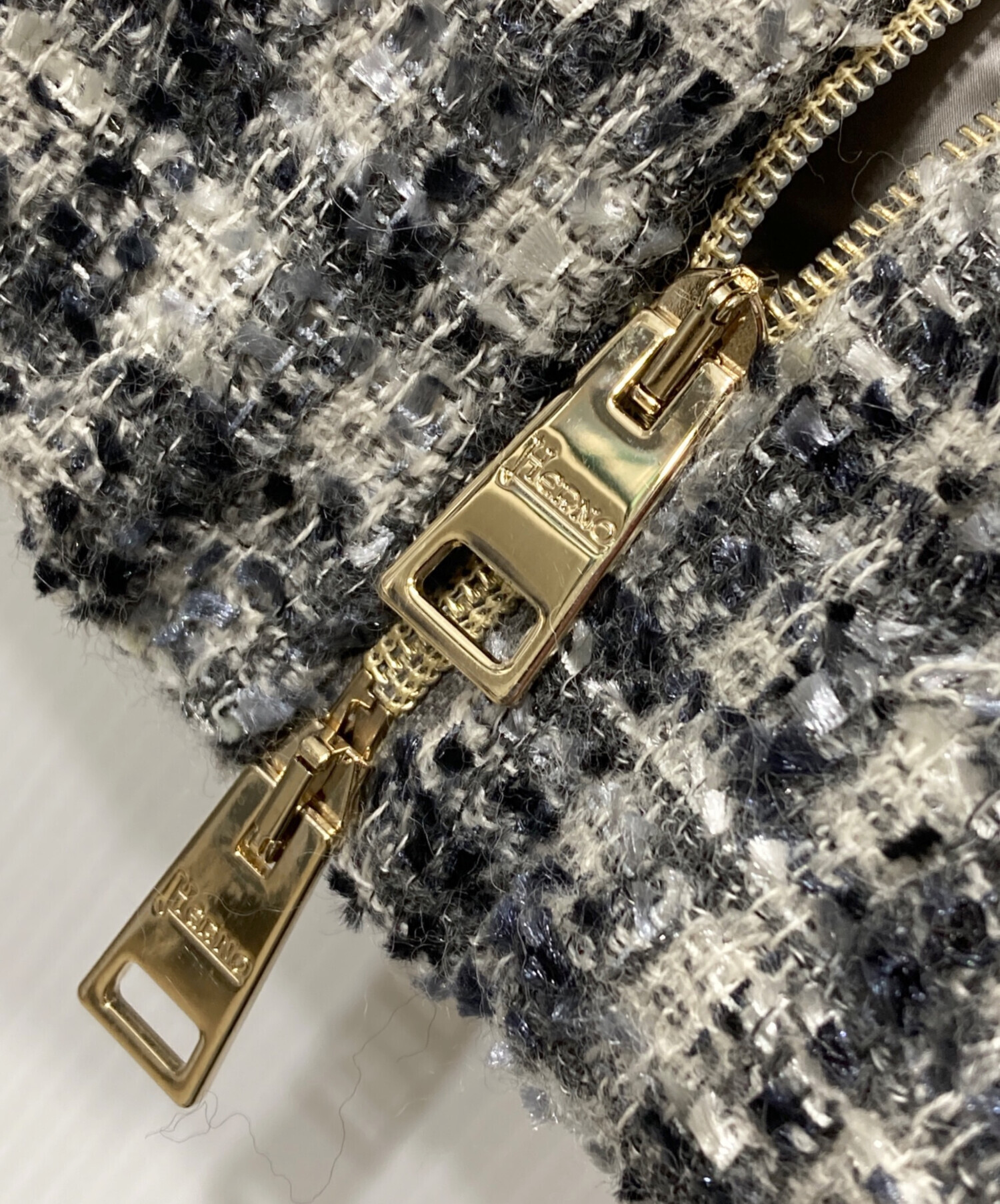 中古・古着通販】HERNO (ヘルノ) ツイードショートダウン グレー