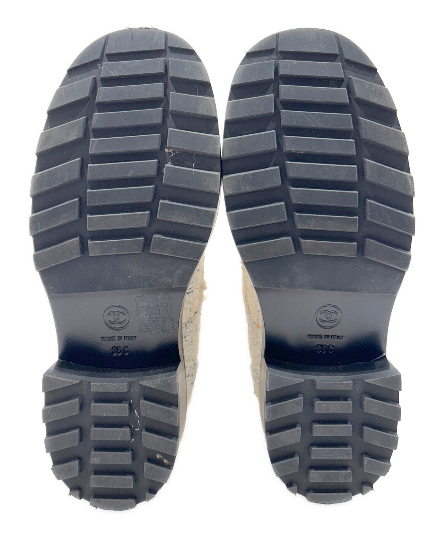 【CHANEL】シャネル　ゴールドココマーク　ショートブーツ36 1/2 中古・古着通販】CHANEL (シャネル) ココマークツイードショートブーツ