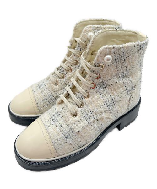 中古・古着通販】CHANEL (シャネル) ココマークツイードショートブーツ