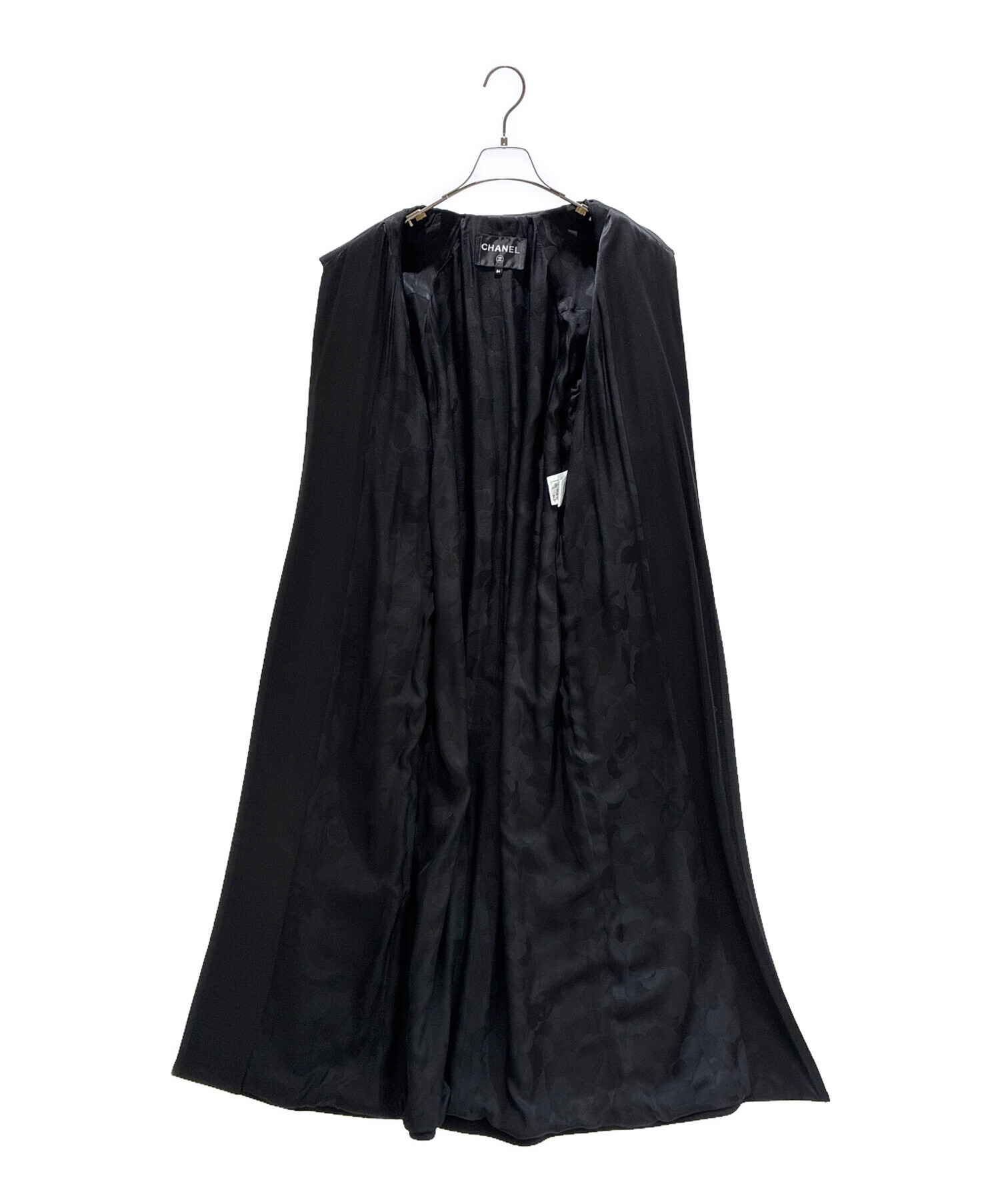 CHANEL シャネル　ブラック ロングコート 黒 ナイロン 中古・古着通販】CHANEL (シャネル) ガウンロングコート ブラック