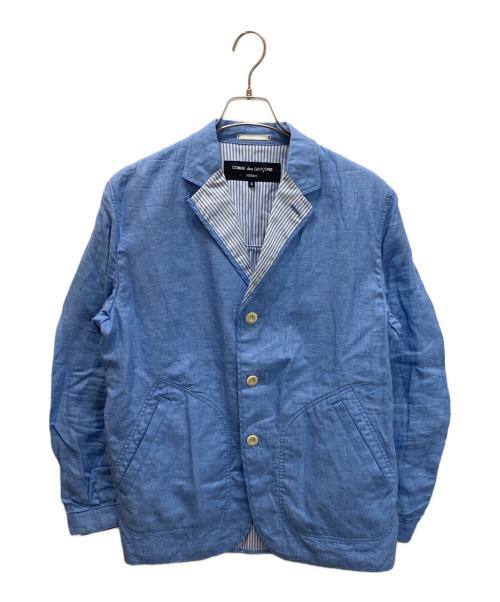 コムデギャルソンオム リネンパッカリング テーラードジャケット ブルー 中古・古着通販】COMME des GARCONS HOMME (コムデギャルソン オム