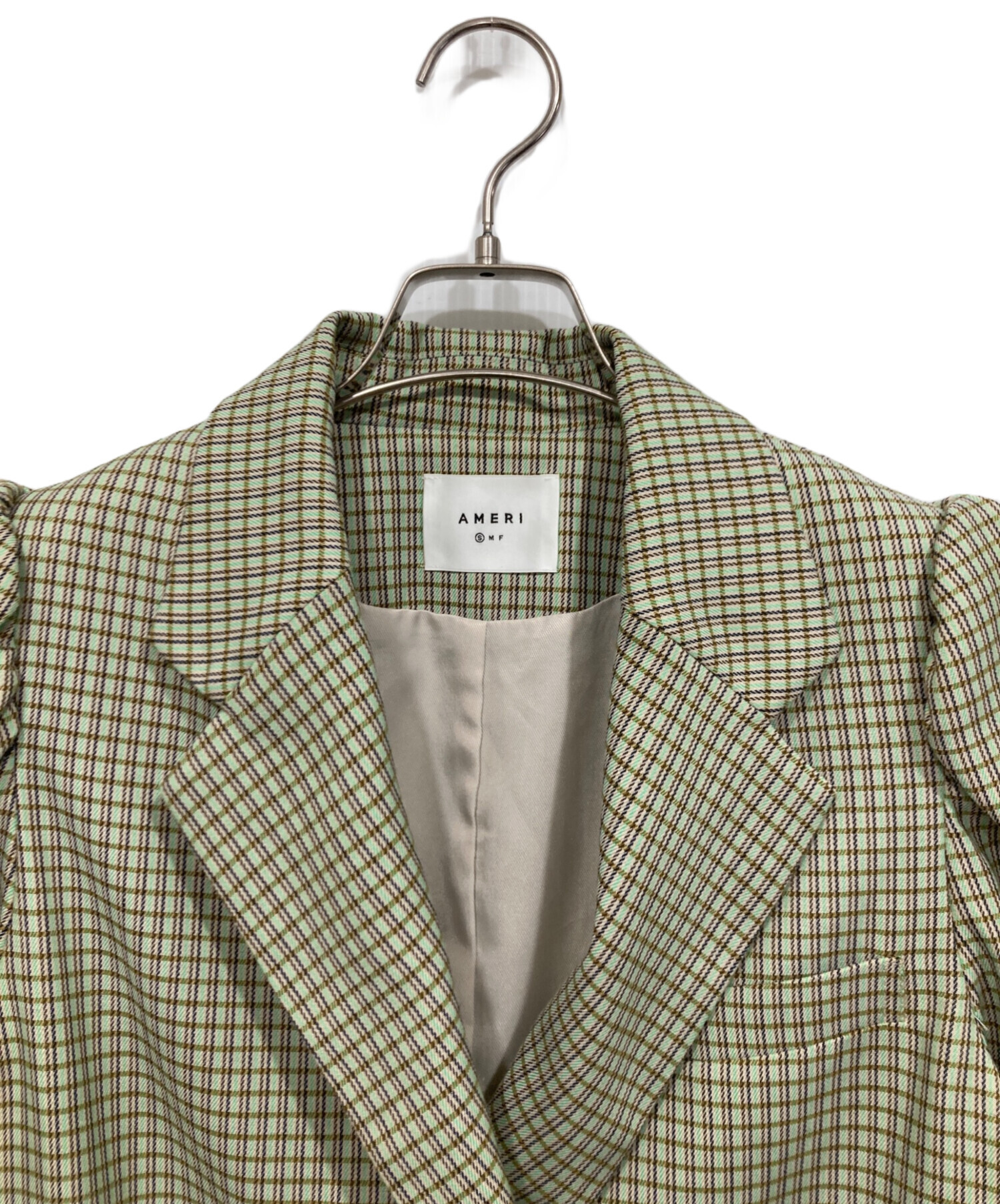 中古・古着通販】Ameri (アメリ) CHECK JACKET MINI DRESS グリーン
