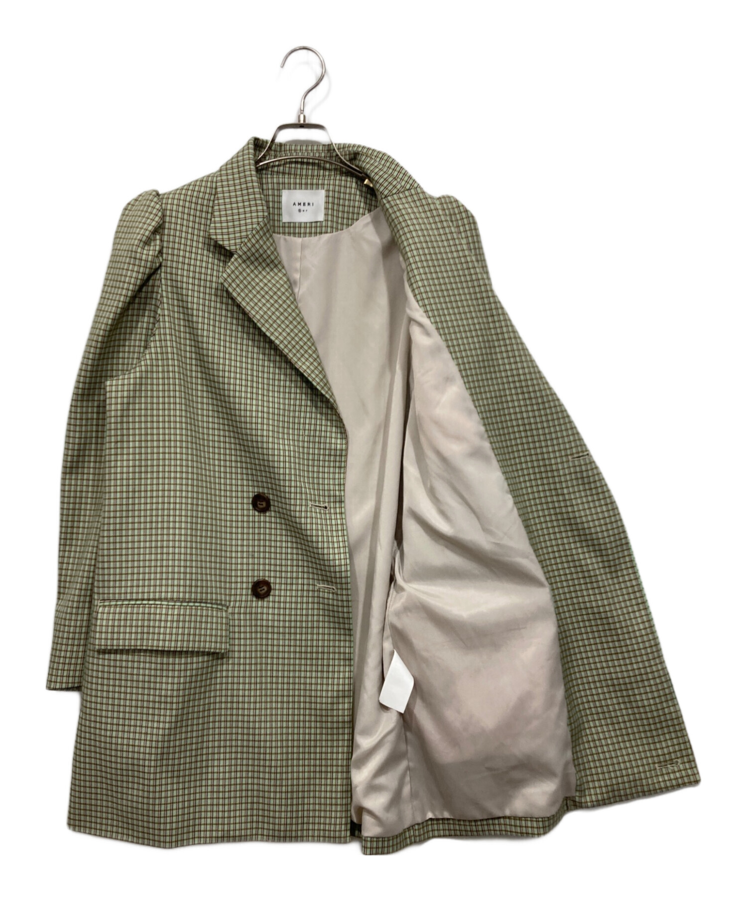 中古・古着通販】Ameri (アメリ) CHECK JACKET MINI DRESS グリーン