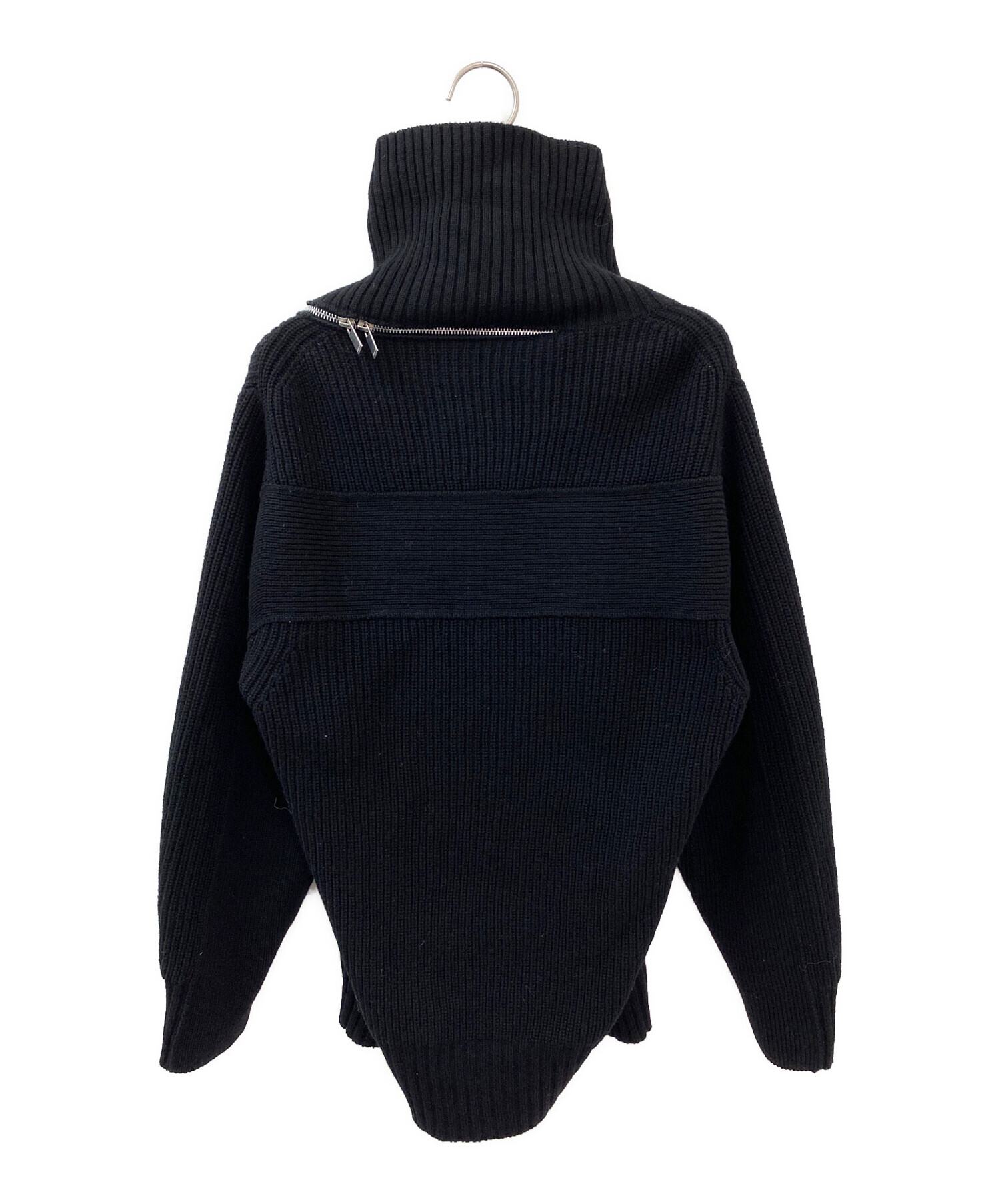 sacai 美品 ダブルジップ ハイネック ニットセーター 中古・古着通販】sacai (サカイ) high neck zip knit ブラック サイズ