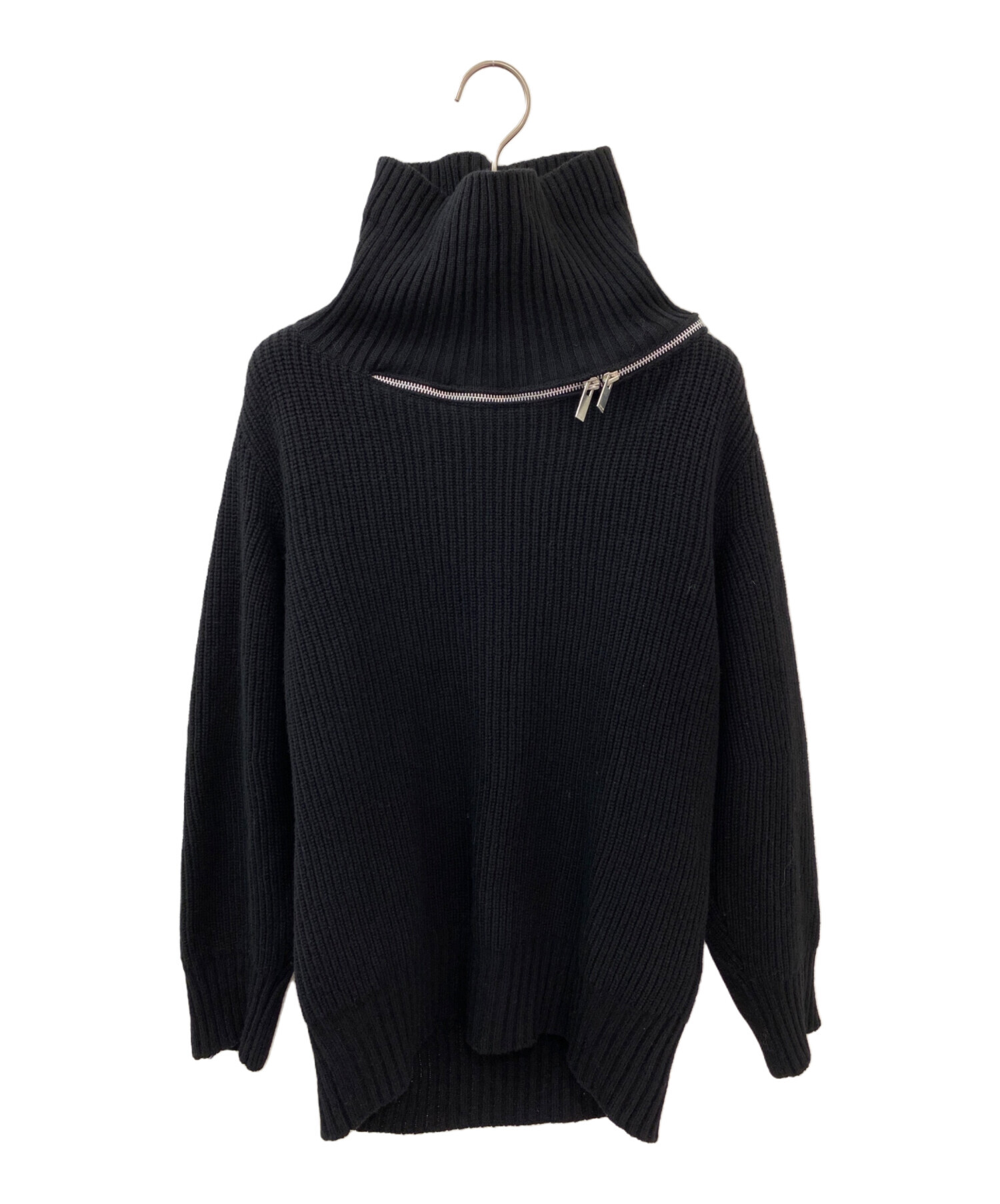 中古・古着通販】sacai (サカイ) high neck zip knit ブラック サイズ
