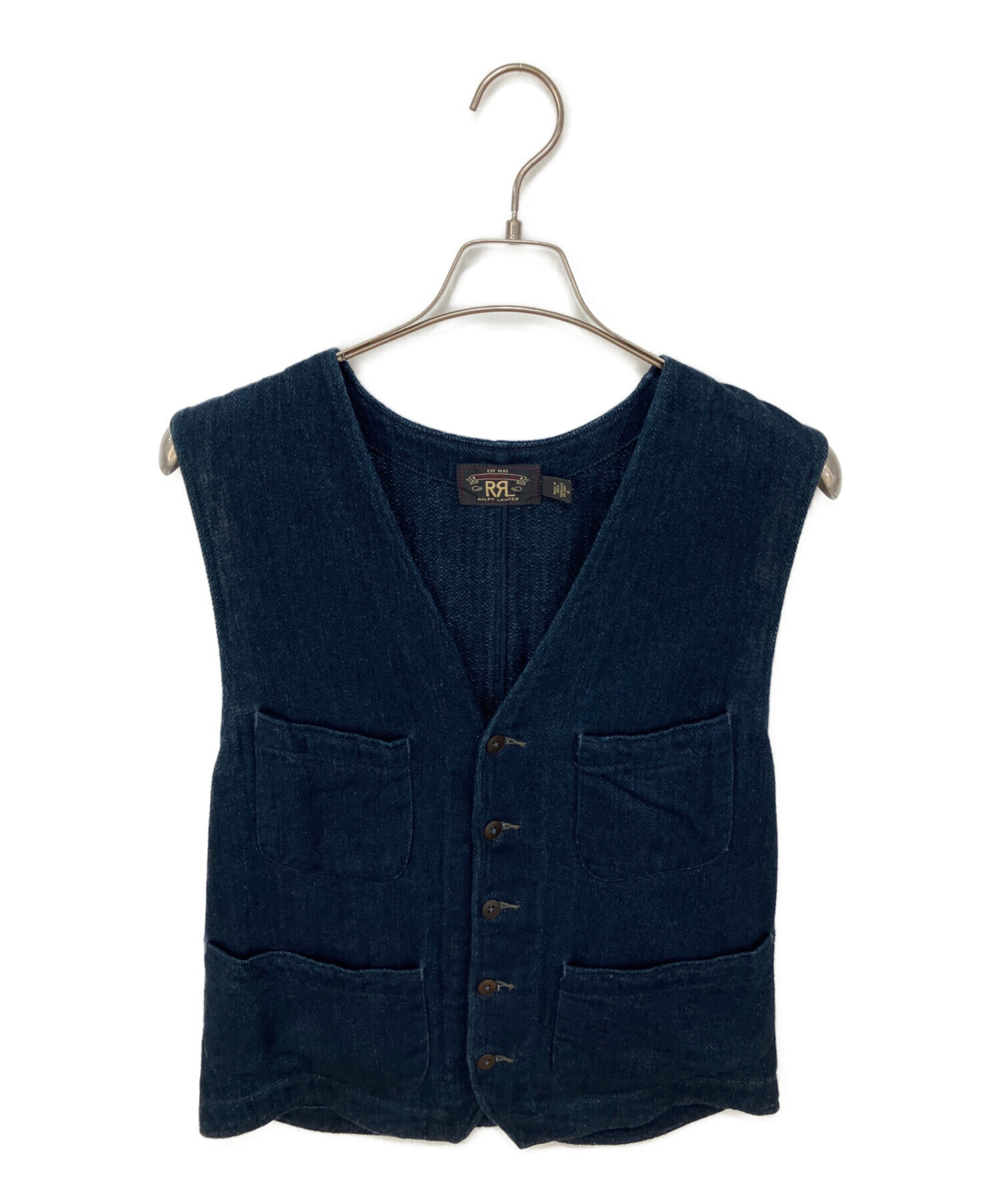 現行モデル 定価8万4千円 RRL インディゴ ヘリンボーン ベスト S 中古・古着通販】RRL (ダブルアールエル) ヘリンボーンジレ インディゴ