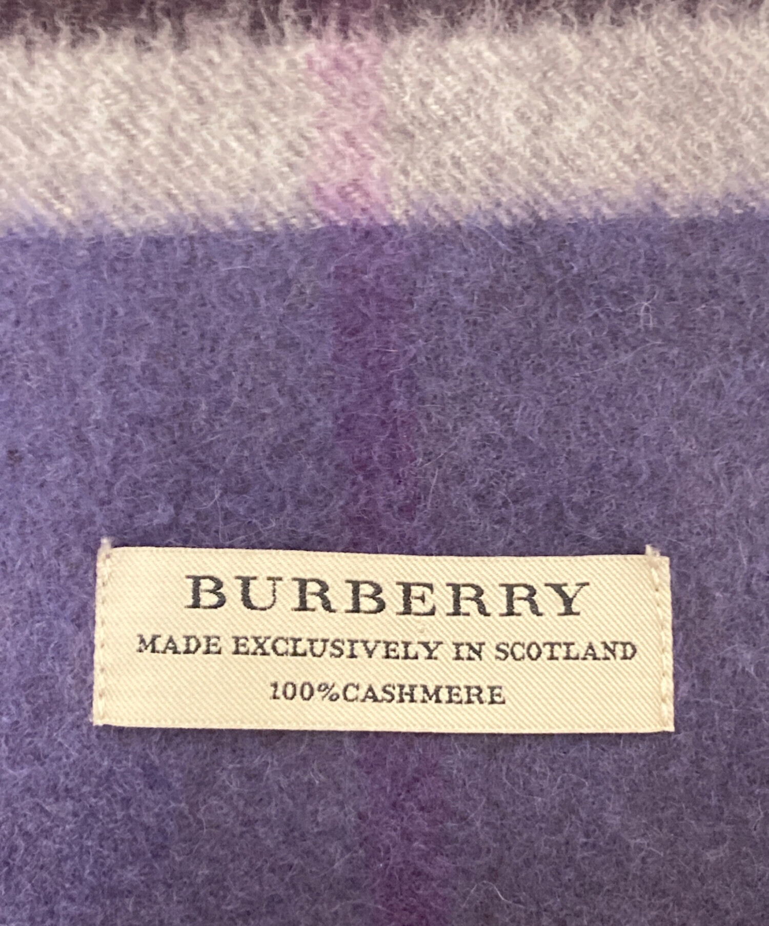 Burberry 100%カシミヤ　紫マフラー 中古・古着通販】BURBERRY (バーバリー) カシミヤマフラー パープル
