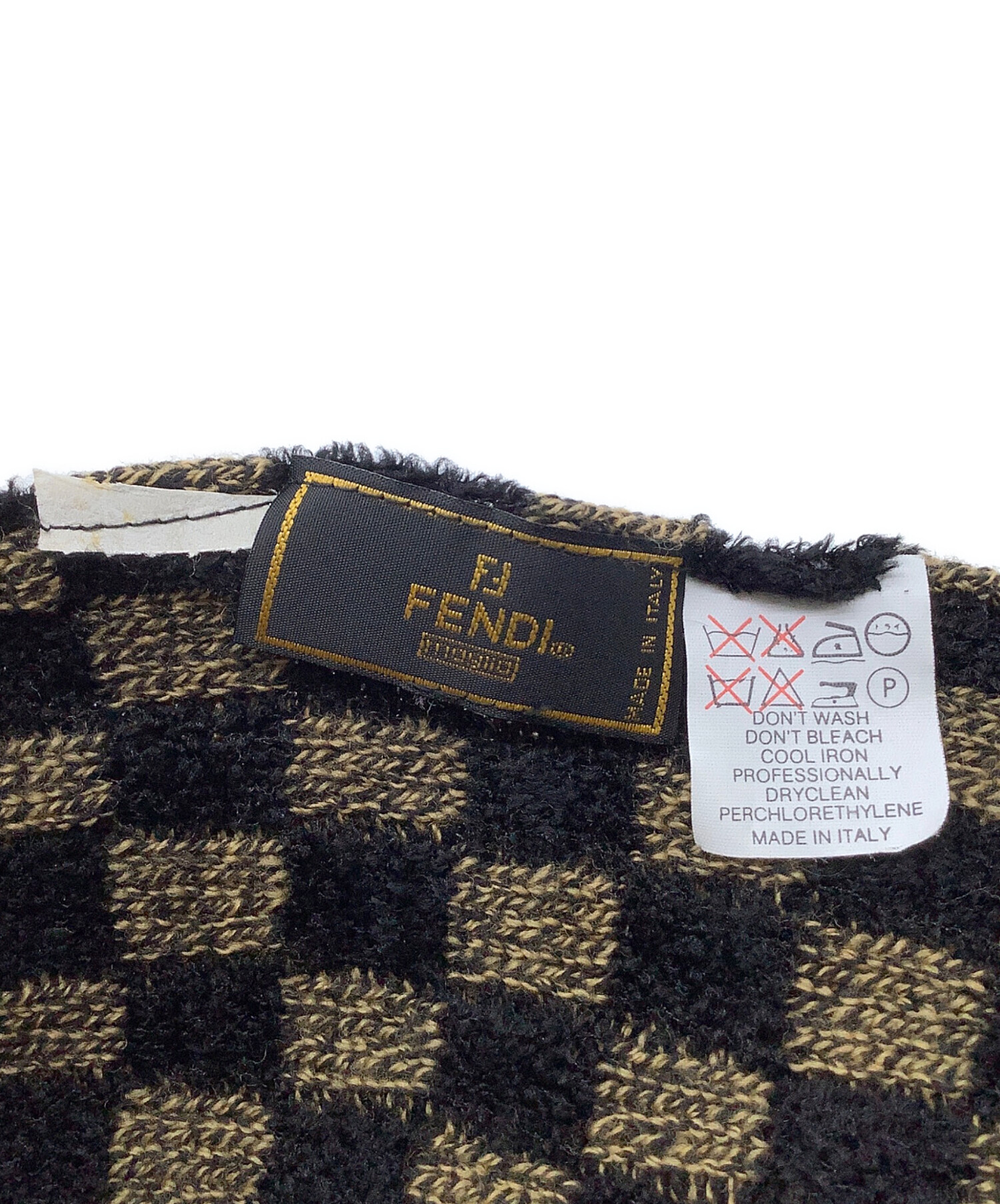 中古・古着通販】FENDI (フェンディ) チェックマフラー ブラック