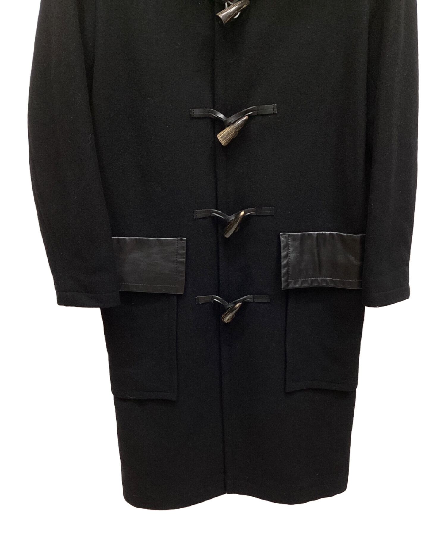 LIMI feu リミフゥ　ウールギャバ　ロングコート　ブラック　S LIMI feu リミフゥ ロングコート ジャガード総柄 ツイード調 フリンジ