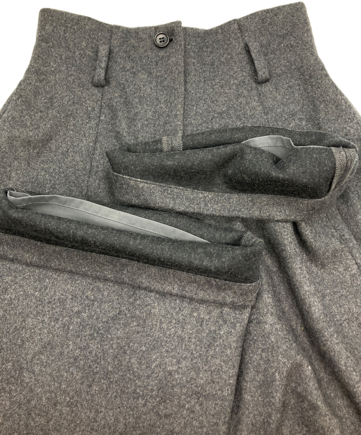 中古・古着通販】CLANE (クラネ) ハイウエストワイドパンツ グレー