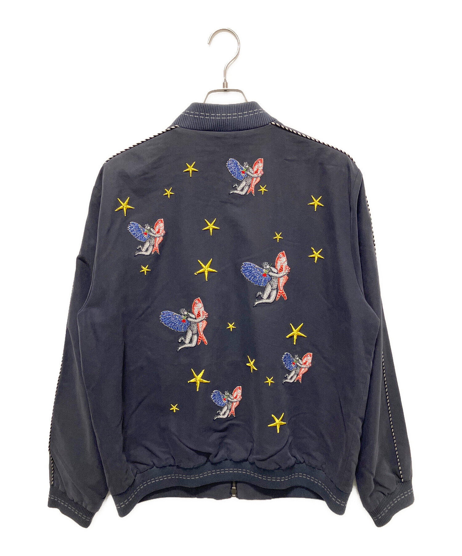 ETRO エトロ ジップアップ ブルゾン ジャケット ネイビー L 中古・古着通販】ETRO (エトロ) 刺繍ジップアップブルゾン U18 1S802