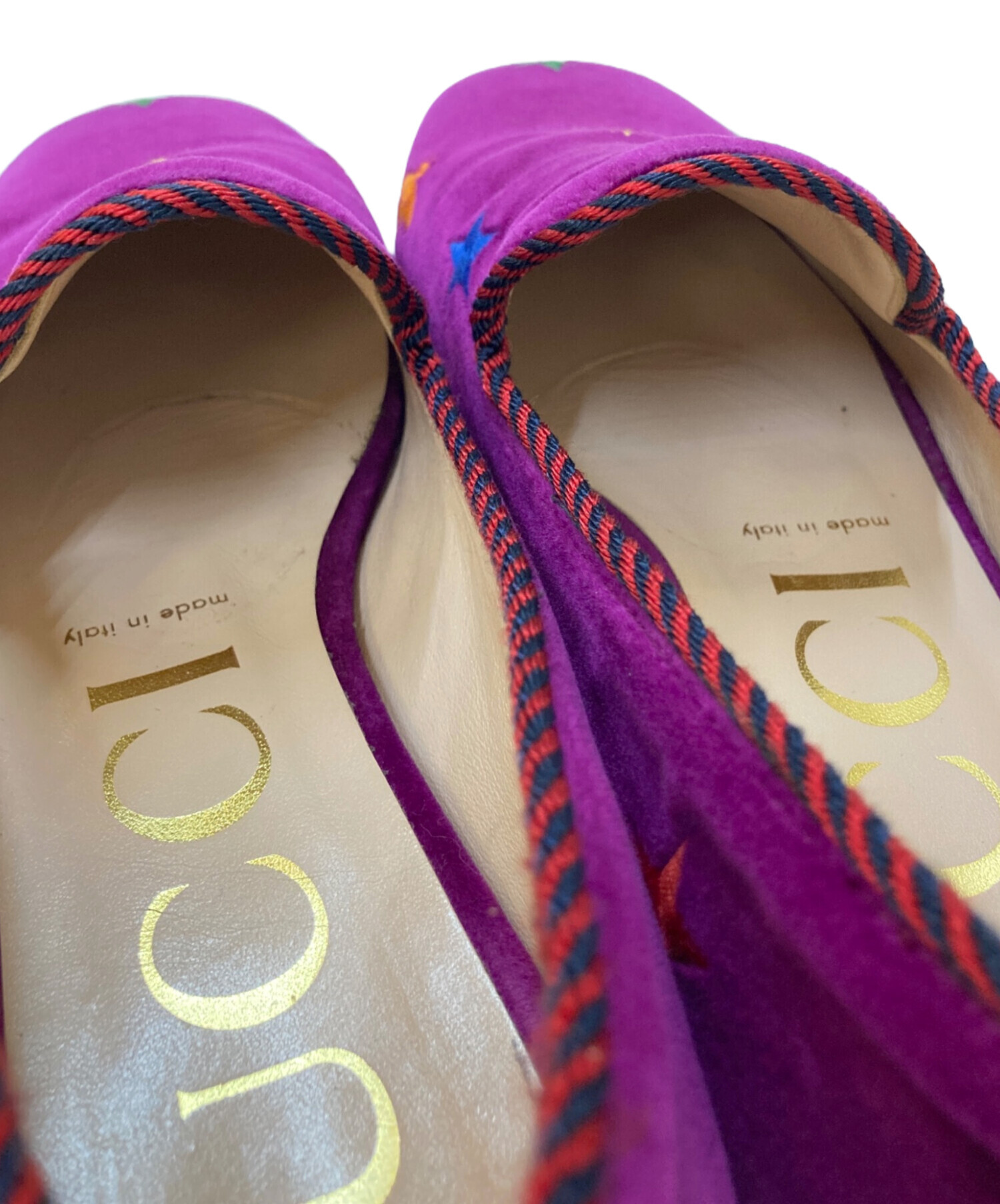 中古・古着通販】GUCCI (グッチ) 刺繍ベルベットフラットシューズ 