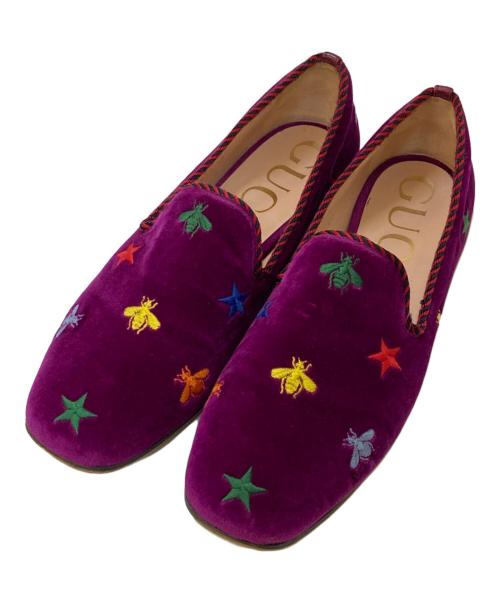 中古・古着通販】GUCCI (グッチ) 刺繍ベルベットフラットシューズ