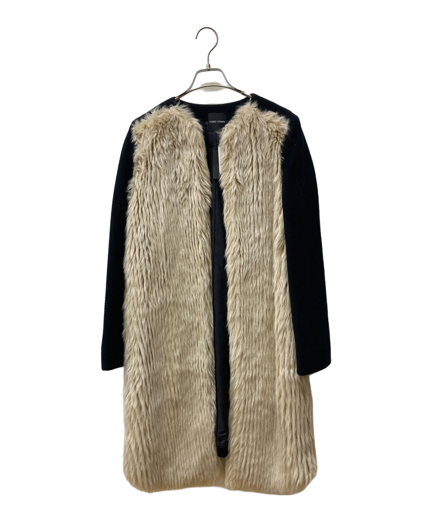 中古・古着通販】YOKO CHAN (ヨーコチャン) ノーカラーコート ブラック