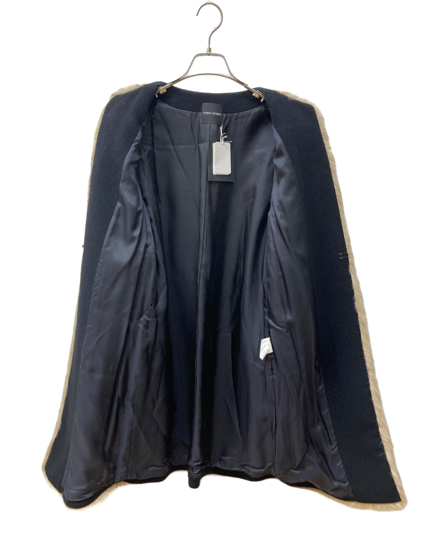 中古・古着通販】YOKO CHAN (ヨーコチャン) ノーカラーコート ブラック