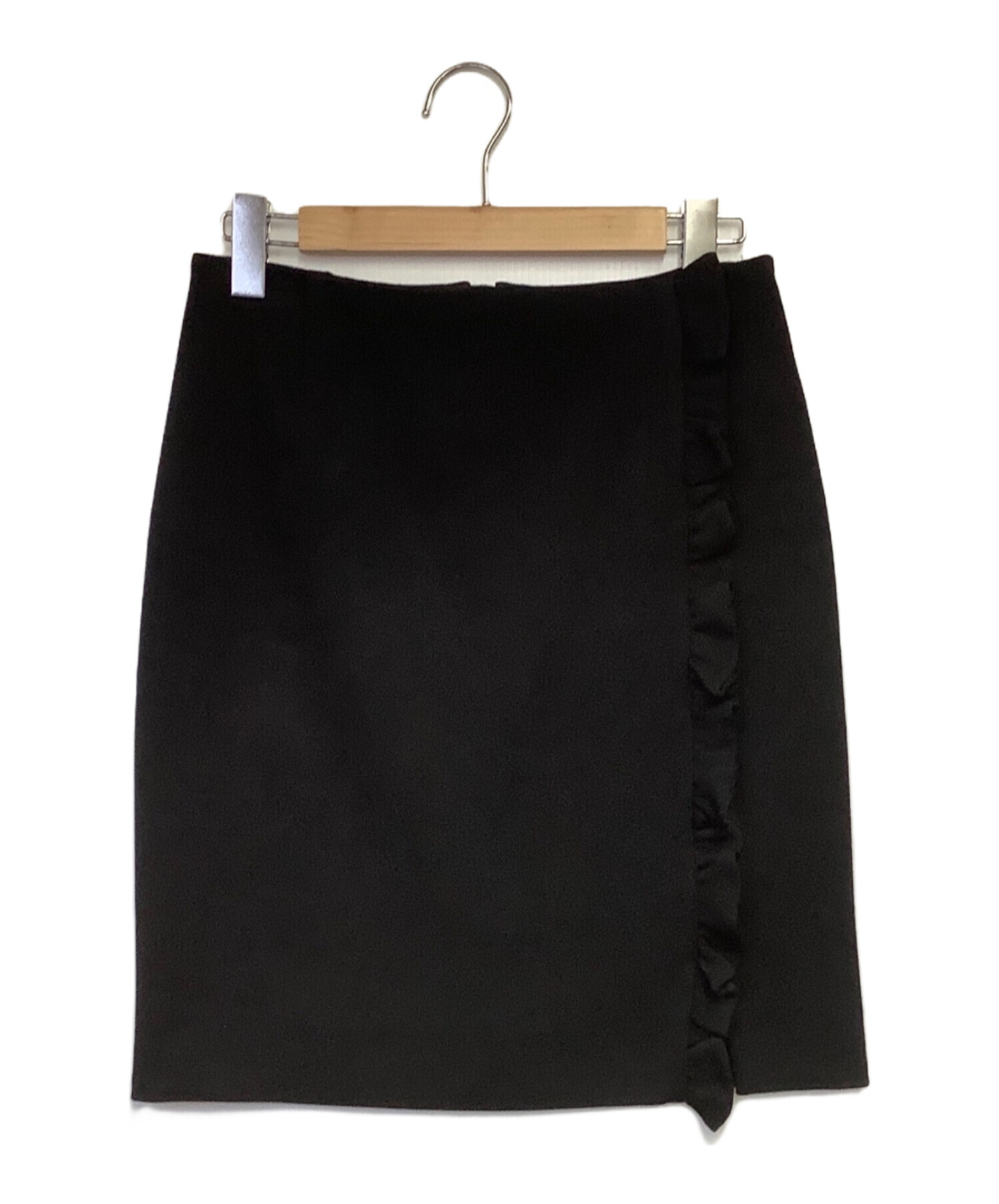 Louis Vuitton ブラック タイトスカート 38 中古・古着通販】LOUIS VUITTON (ルイ ヴィトン) ウールフリルタイト