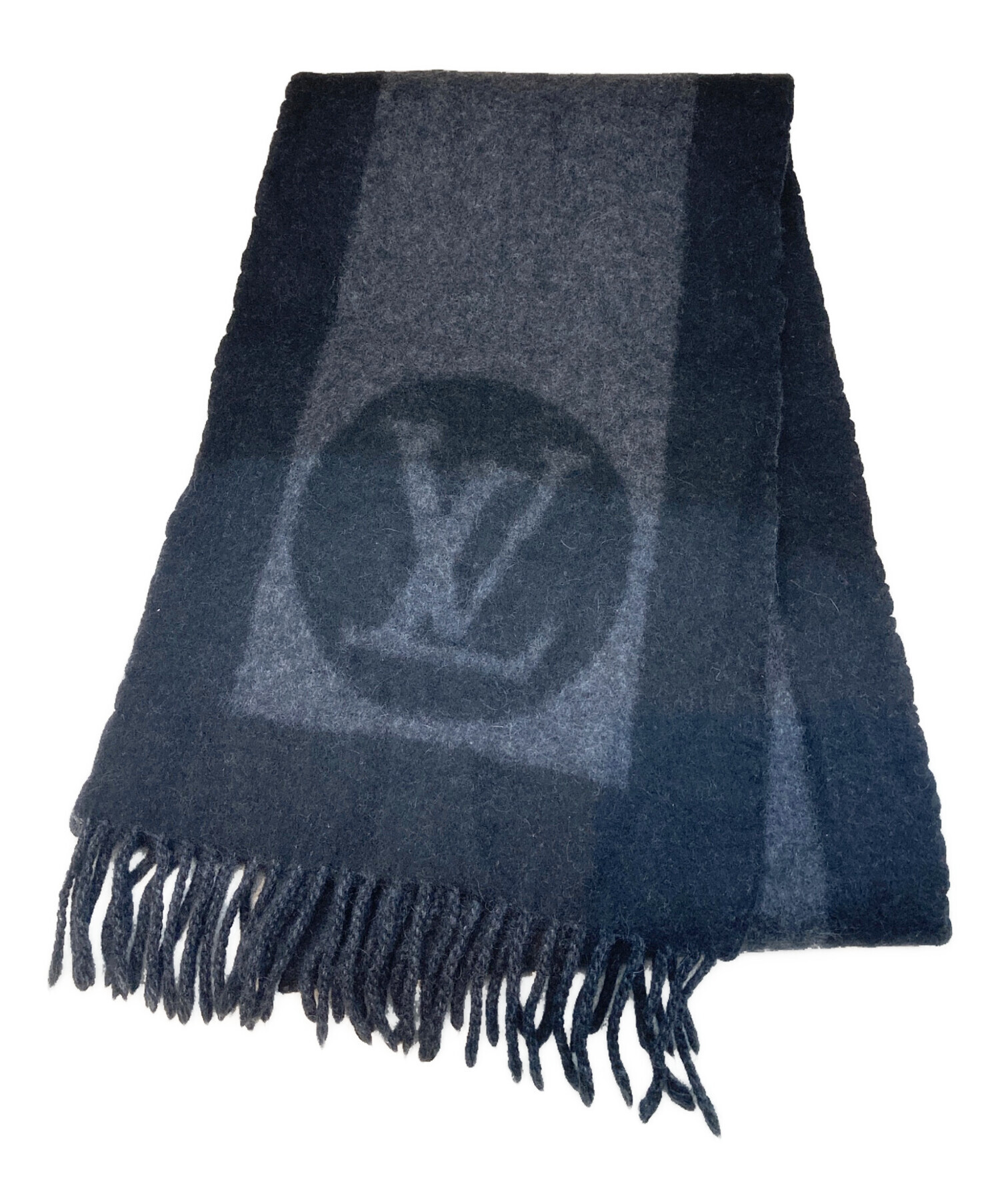 ルイヴィトン エシャルプ カーディフ マフラー ノワール ブラック×グレー ルイヴィトンエシャルプカーディフ マフラーノワールブラックxグレー