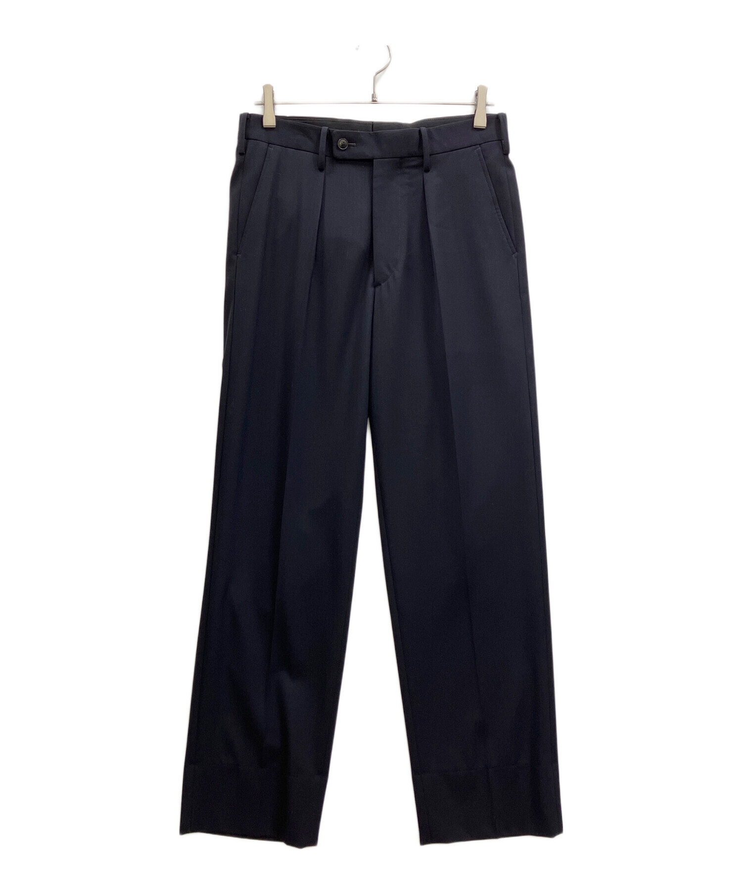 中古・古着通販】HEUGN (ユーゲン) ウール1Pストレートパンツ ネイビー