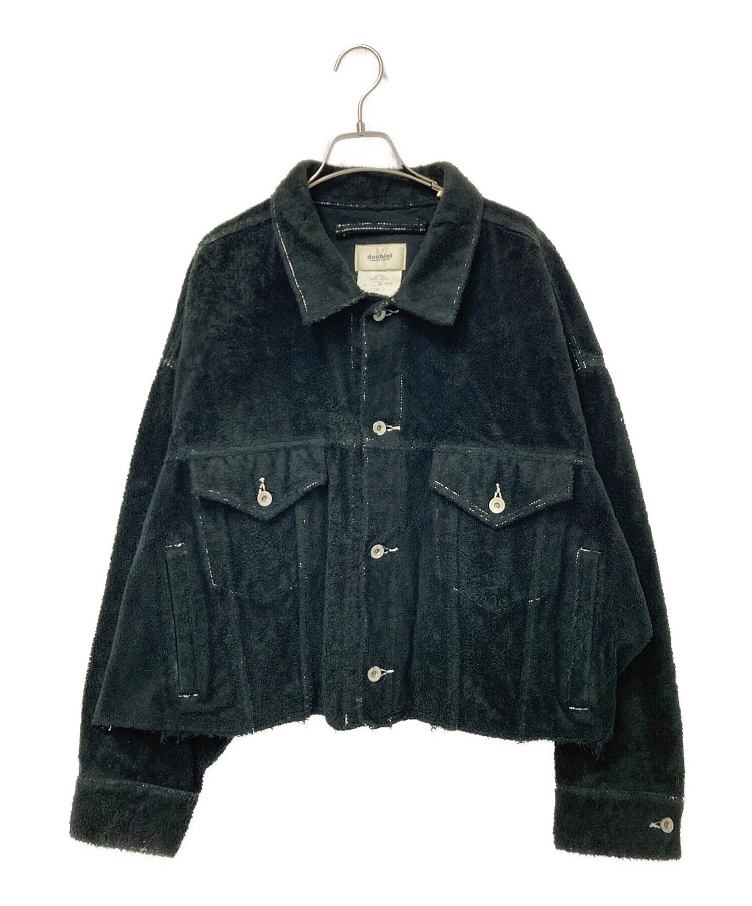 中古・古着通販】doublet (ダブレット) CUT OFF FUZZY JACKET ブラック