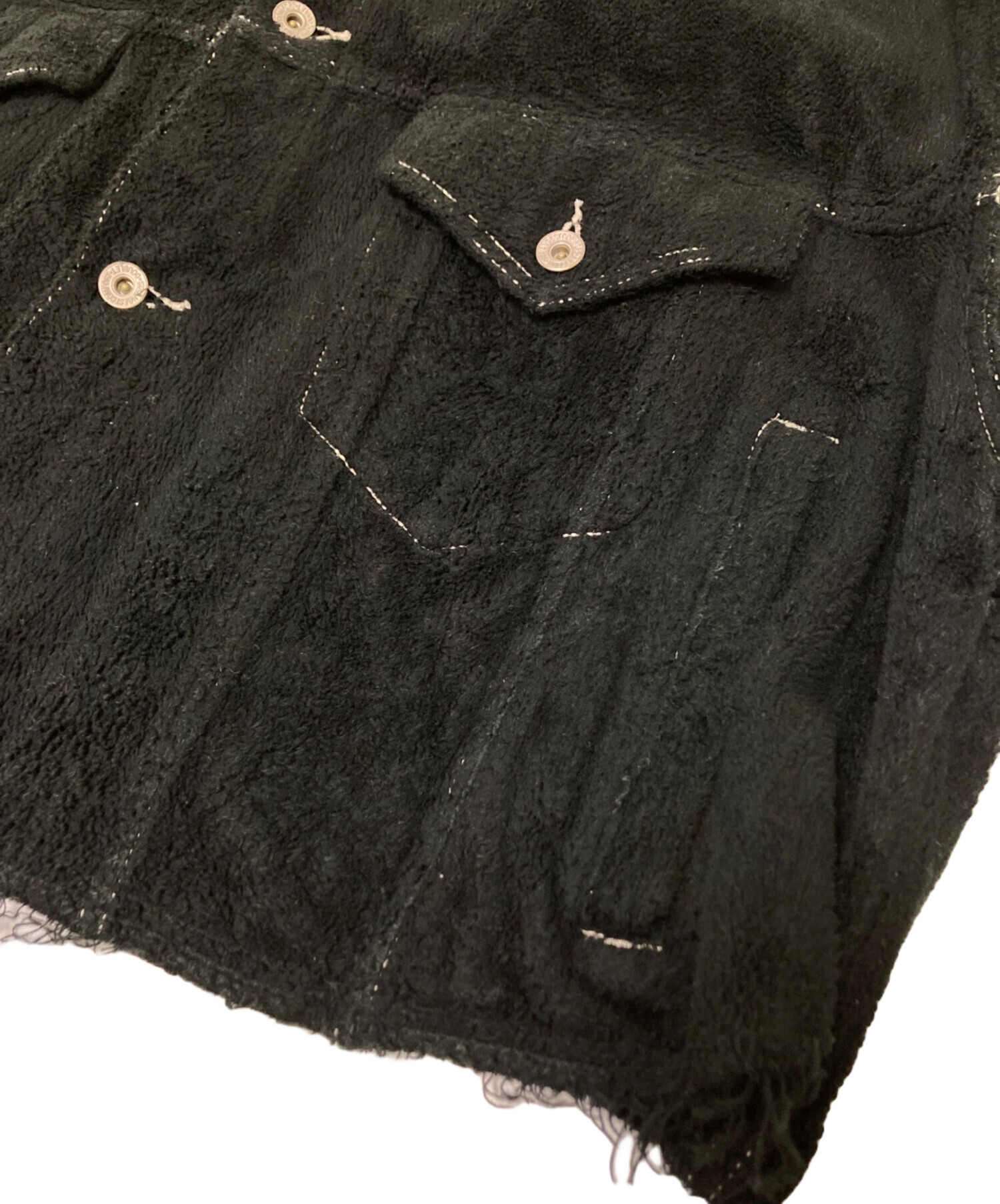 中古・古着通販】doublet (ダブレット) CUT OFF FUZZY JACKET ブラック