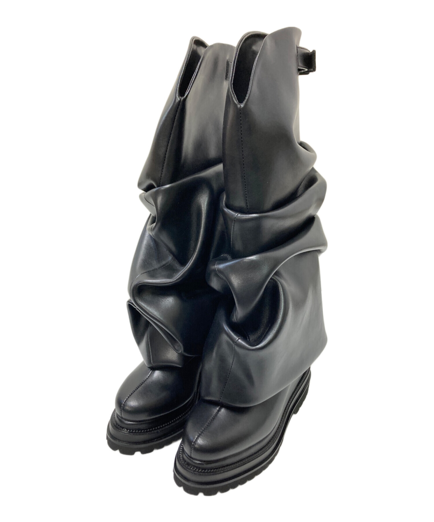 中古・古着通販】POOLDE (プールデ) Melted Wedge Boots ブラック