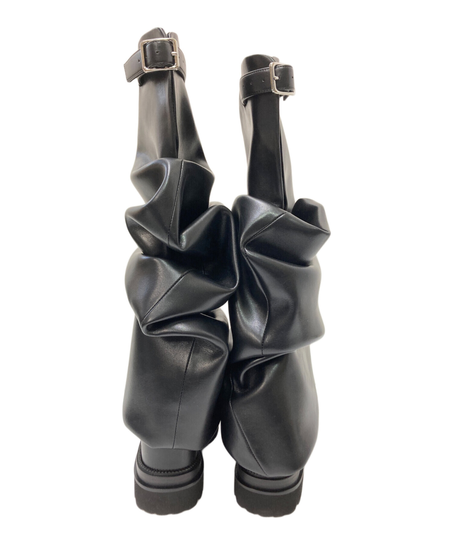 中古・古着通販】POOLDE (プールデ) Melted Wedge Boots ブラック