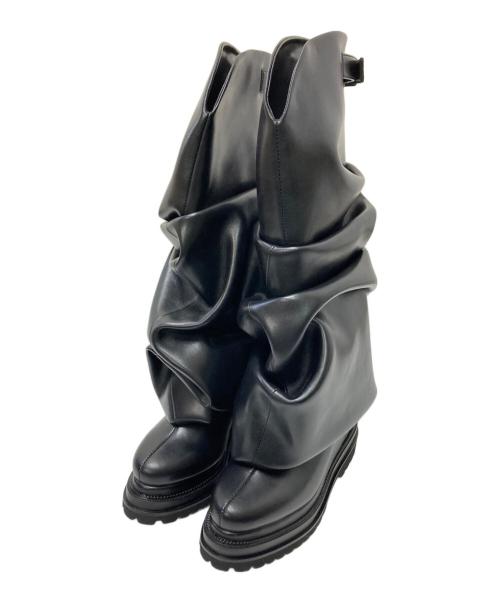 中古・古着通販】POOLDE (プールデ) Melted Wedge Boots ブラック