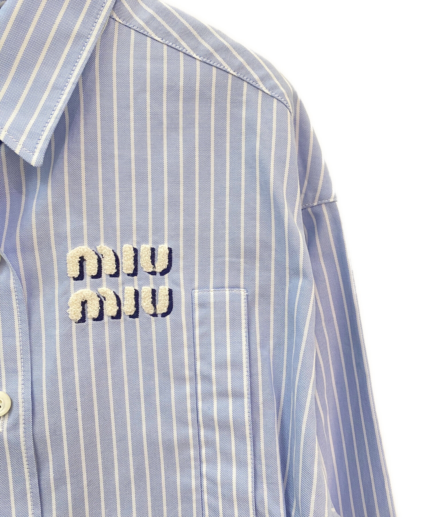 新年限定！！美品！miu miu ストライプ 半袖Tシャツ 青 新年限定！！美品！miu miu ストライプ 半袖Tシャツ 青 Miu Miu Blue