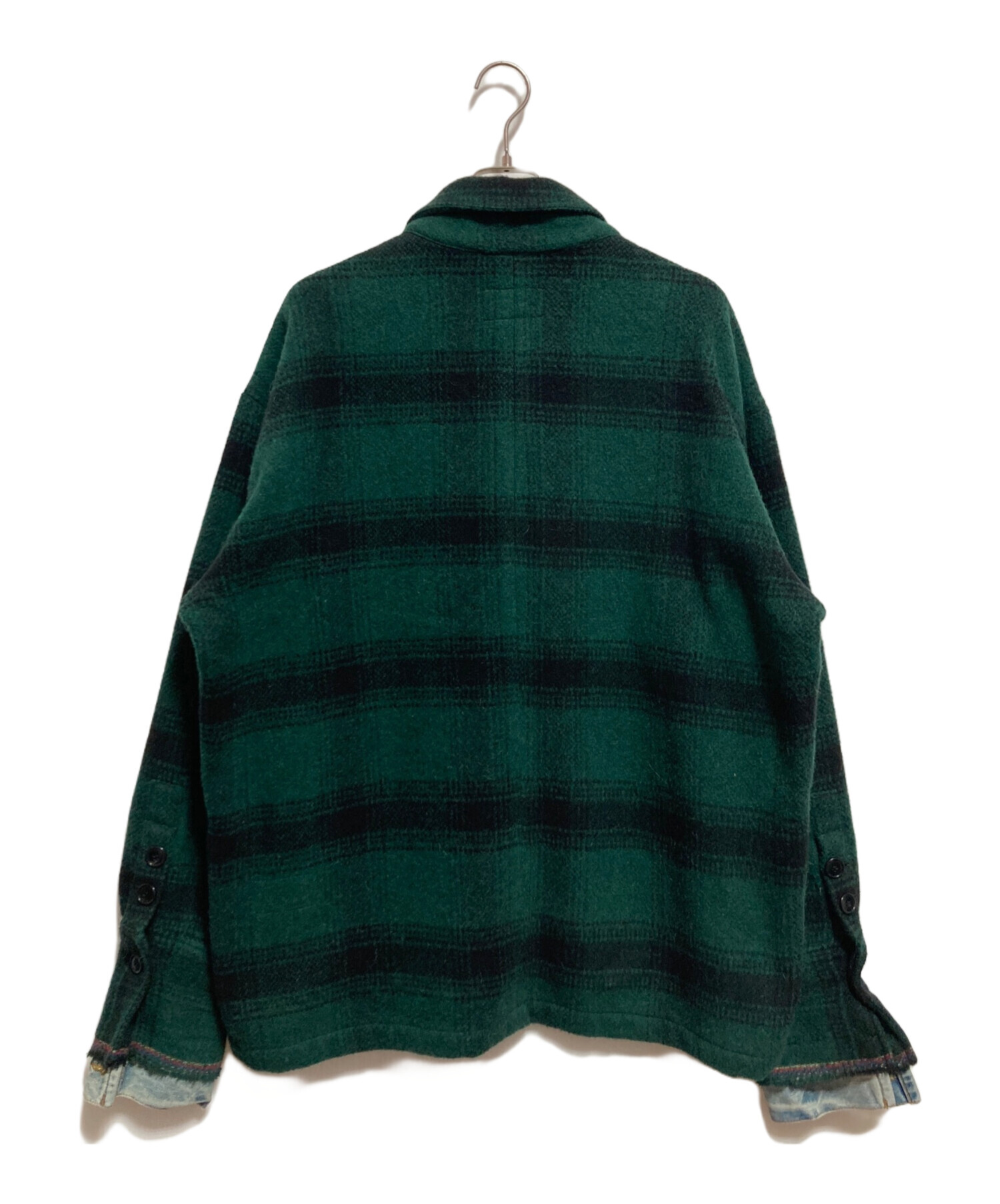 中古・古着通販】GREG LAUREN (グレッグローレン) GREEN PLAID SHAWL