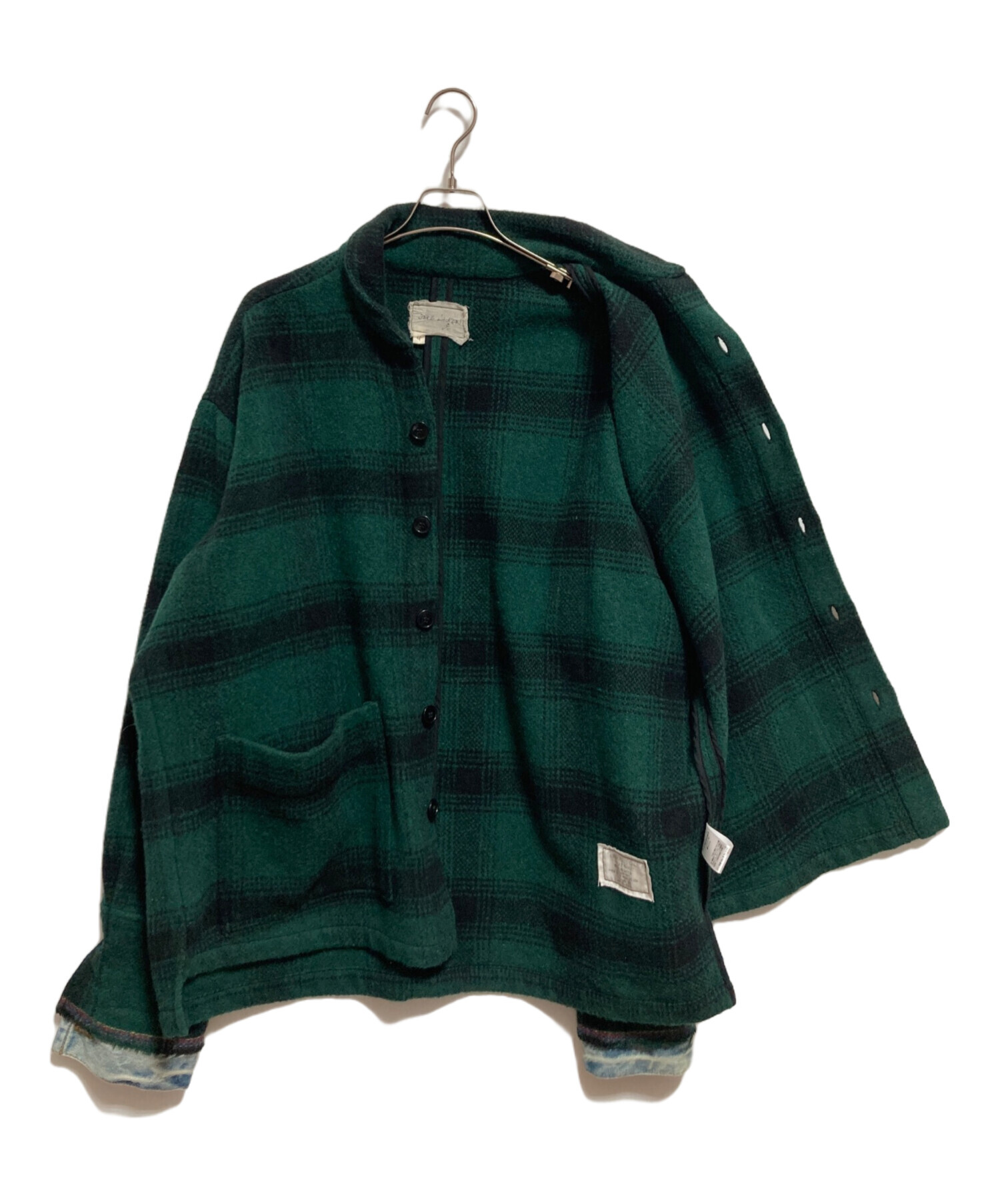 中古・古着通販】GREG LAUREN (グレッグローレン) GREEN PLAID SHAWL