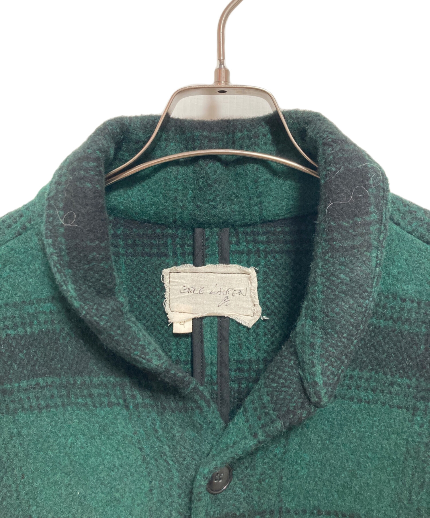 中古・古着通販】GREG LAUREN (グレッグローレン) GREEN PLAID SHAWL