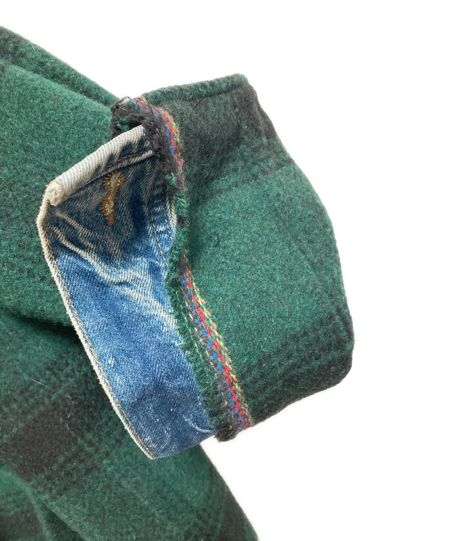 中古・古着通販】GREG LAUREN (グレッグローレン) GREEN PLAID SHAWL
