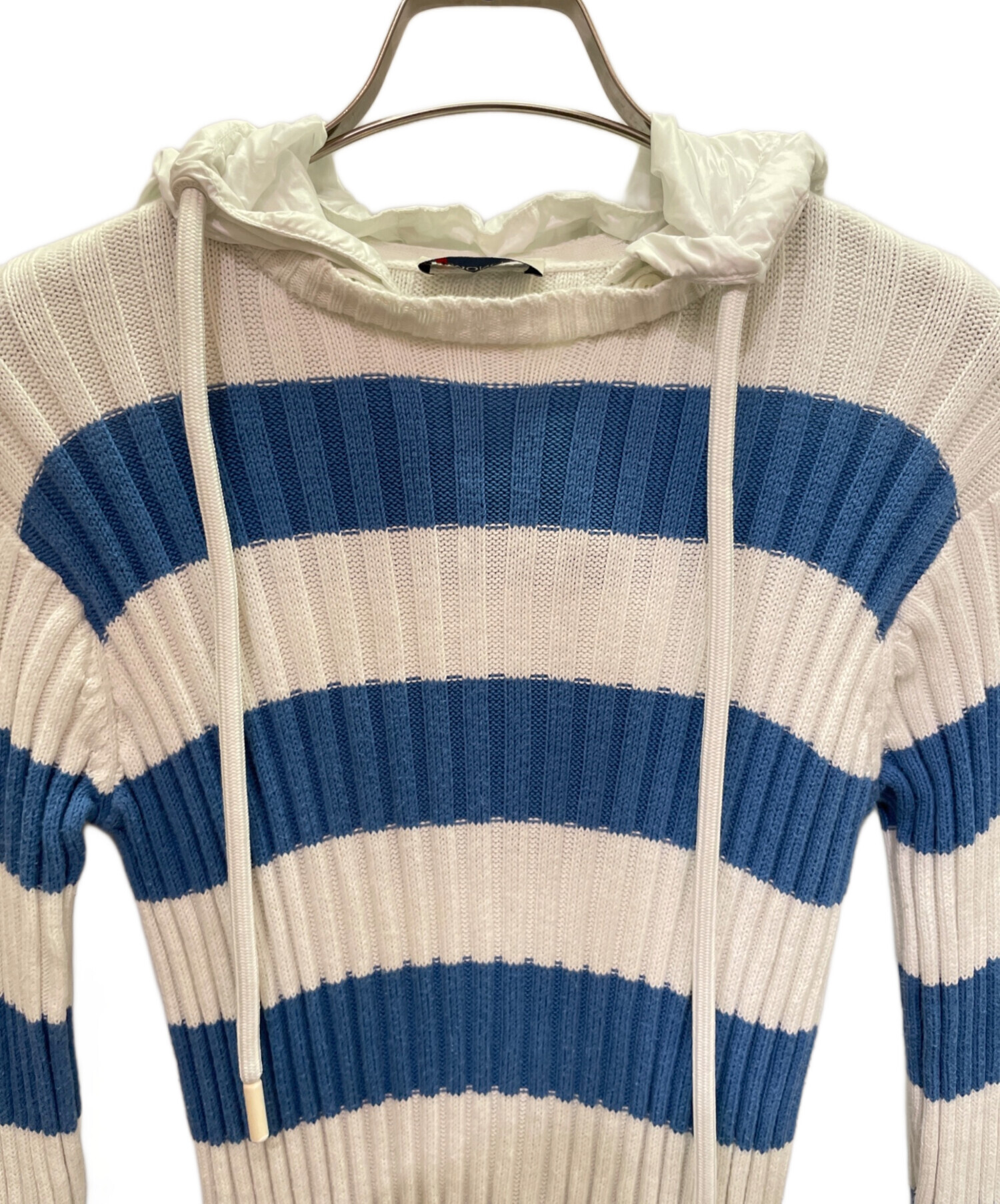 中古・古着通販】MONCLER (モンクレール) リブ ニットフーディ ブルー