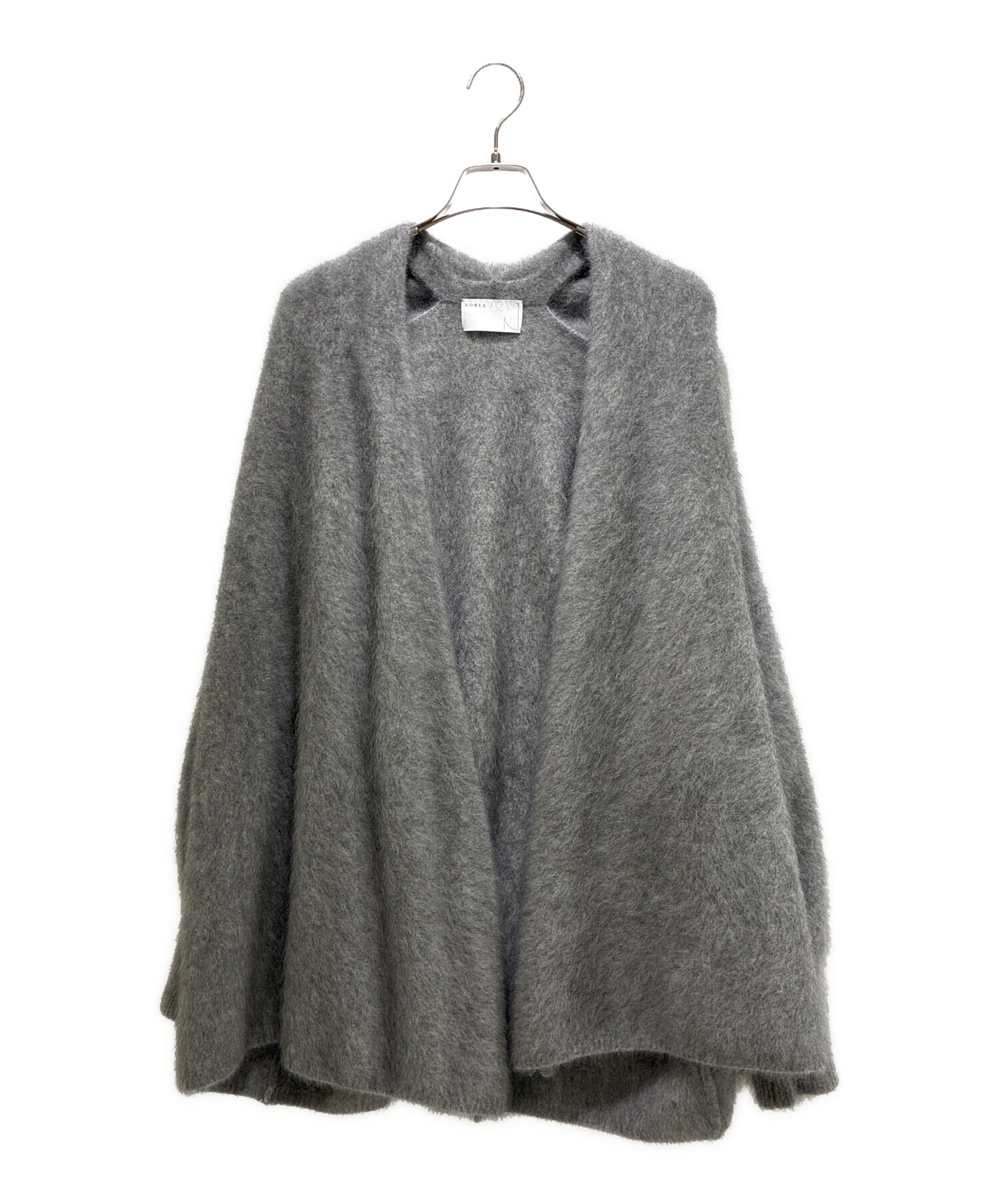 M*様 NOBLE ファーニットパフカーディガン　グレー 中古・古着通販】Noble (ノーブル) ファーニットパフカーディガン