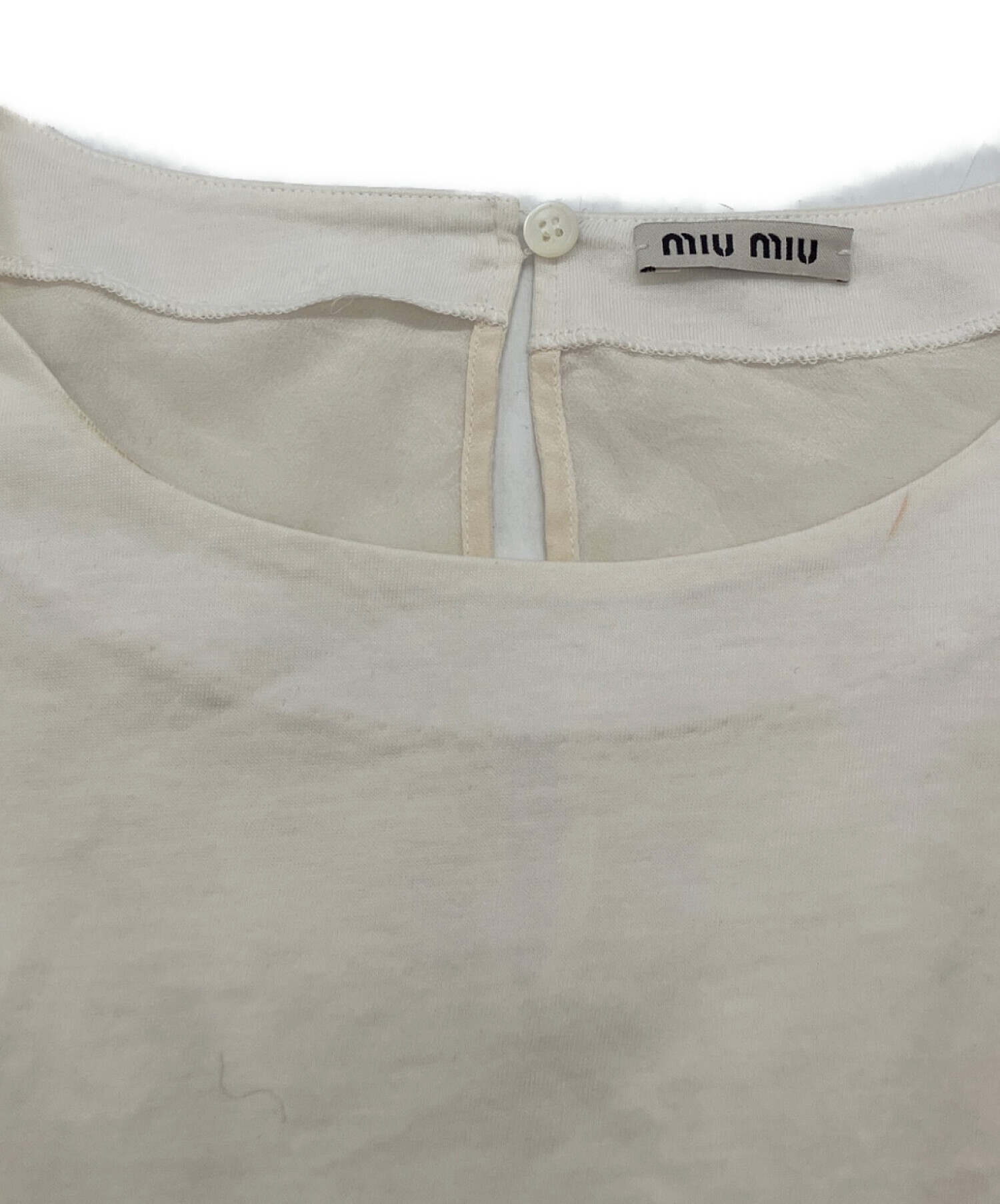 miumiu パフスリーブ 半袖 カットソー 中古・古着通販】MIU MIU (ミュウミュウ) パフスリーブシャツ ホワイト